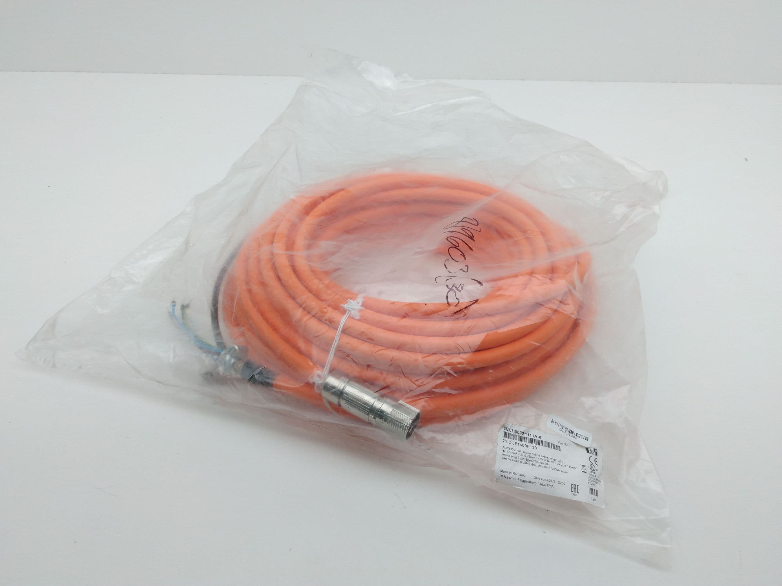 B&R Automation 8BCH0030.1111A-0 Hybrid Motor Cable, 30M
