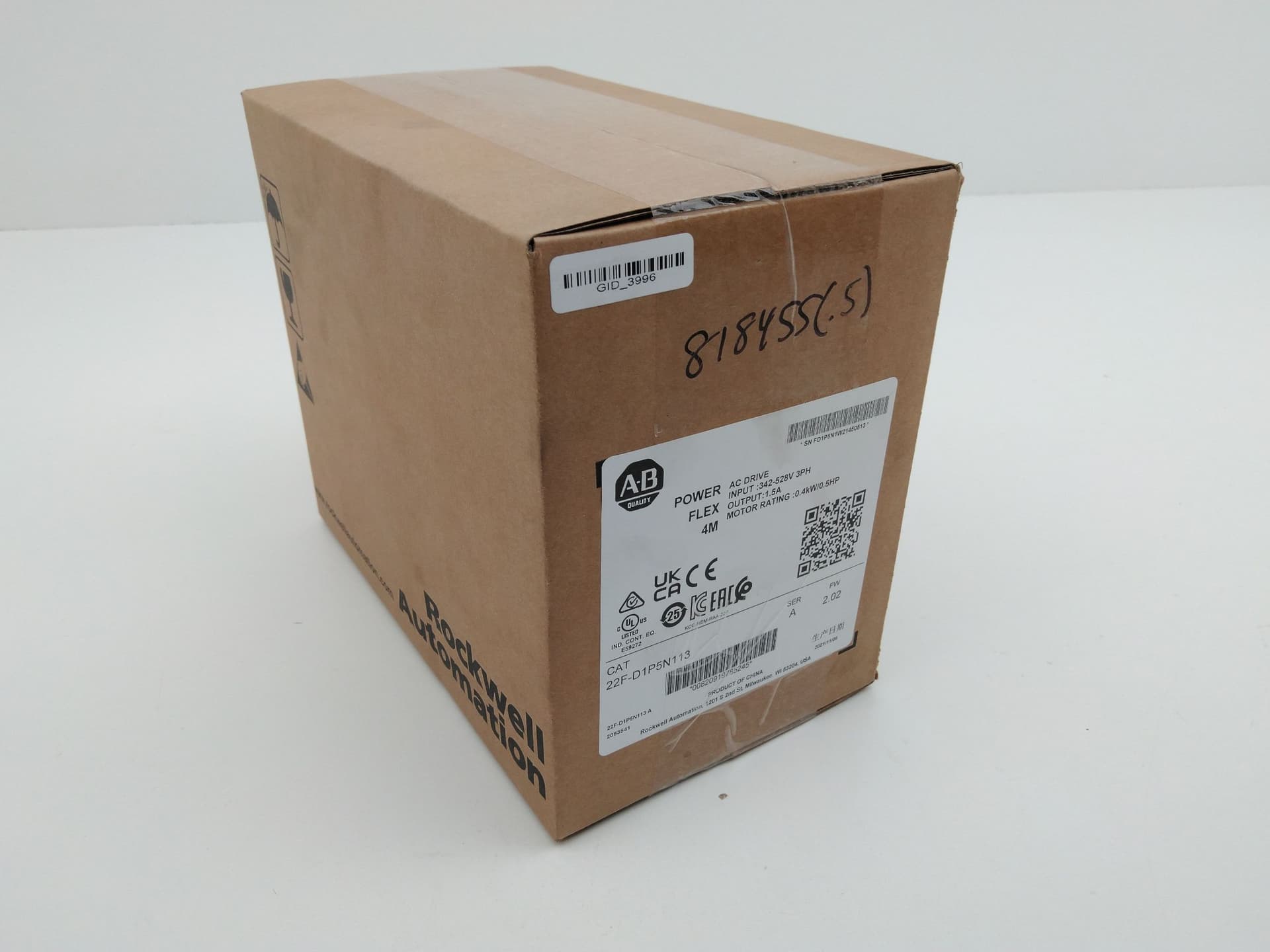Allen-Bradley 22F-D1P5N113 PowerFlex4M AC Drive 480VAC 3PH 2.5A 0.75kW 1HP