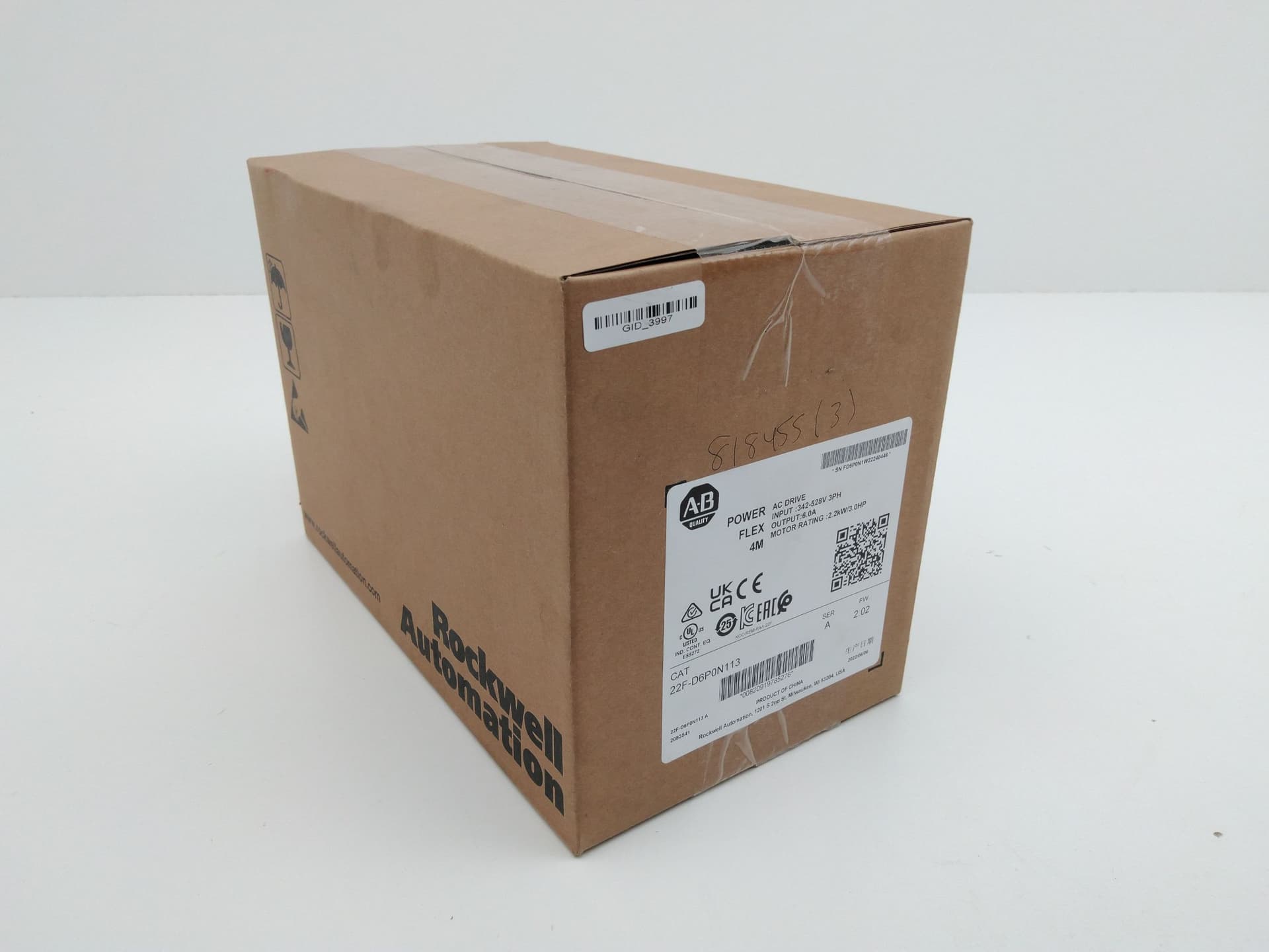 Allen-Bradley 22F-D6P0N113 PowerFlex4M AC Drive, 480VAC, 3PH, 6A, 2.2 kW, 3HP
