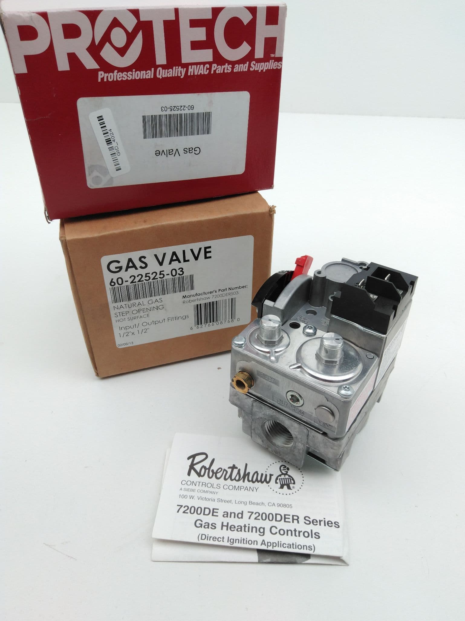 Robertshaw 7200DER-S0-3, 60-22525-03 Gas Valve, Natural, Step Opening,1/2"NPT
