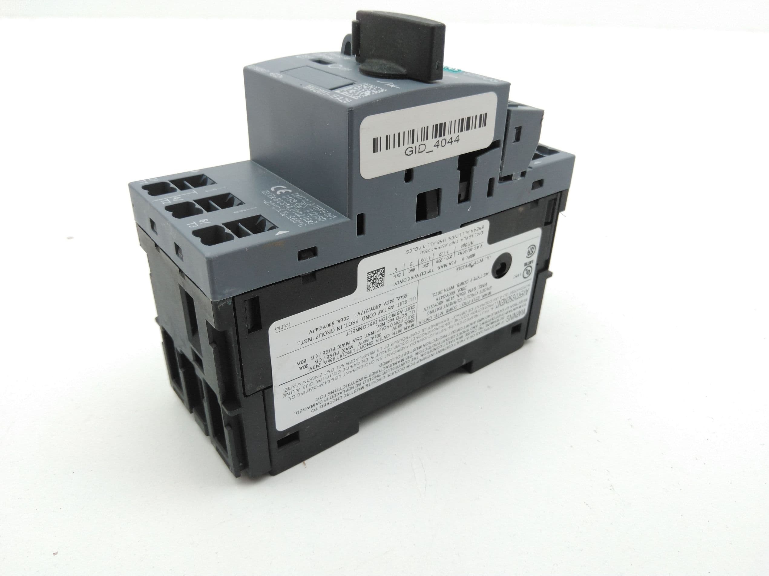 Siemens 3RV2011-1FA20 Motor Protection Circuit Breaker 65A with 3RV2901-2E Aux