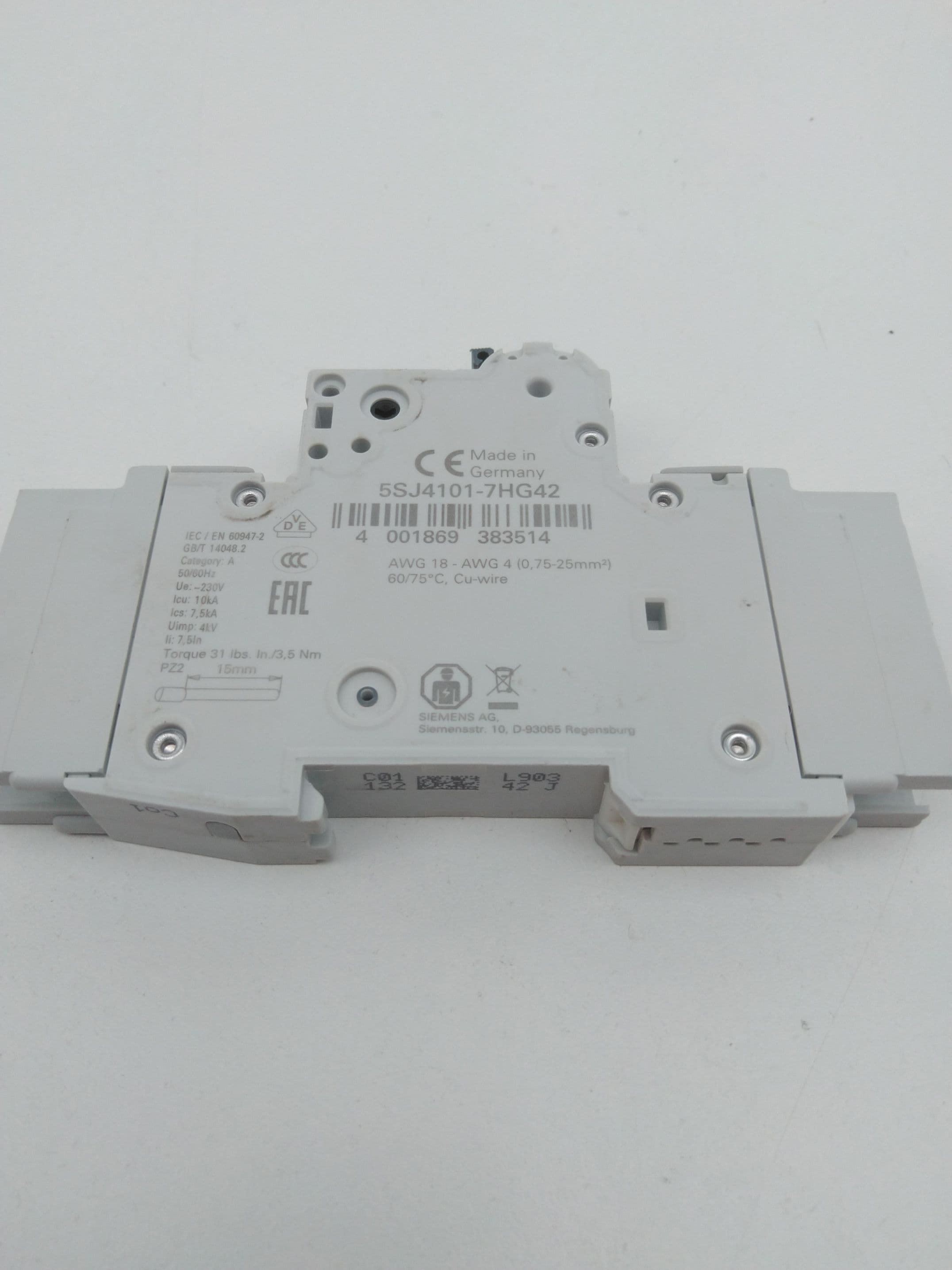 Siemens 5SJ4101-7HG42 Miniature Circuit Breaker 1P 277V 1A