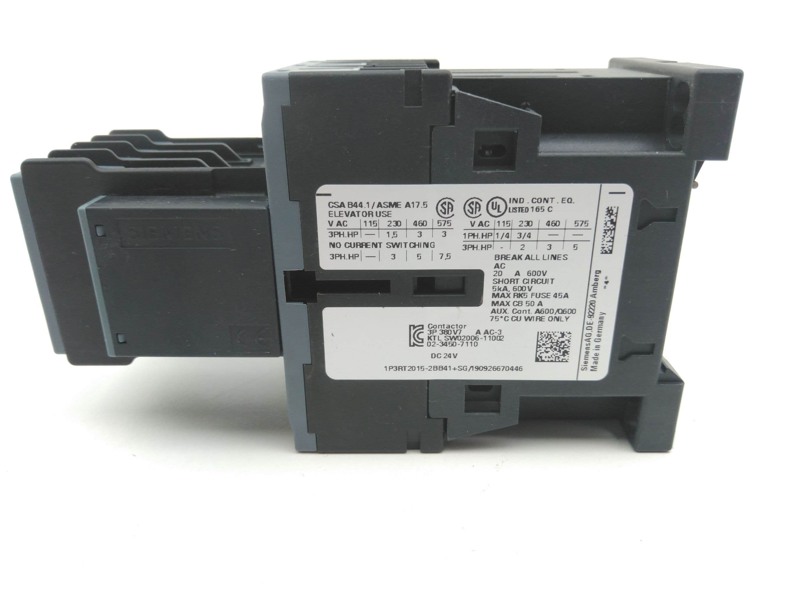 Siemens 3RT2015-2BB41 Contactor w/ 3RH2911-2XA40-0MA0, 3RT2916-1BB00