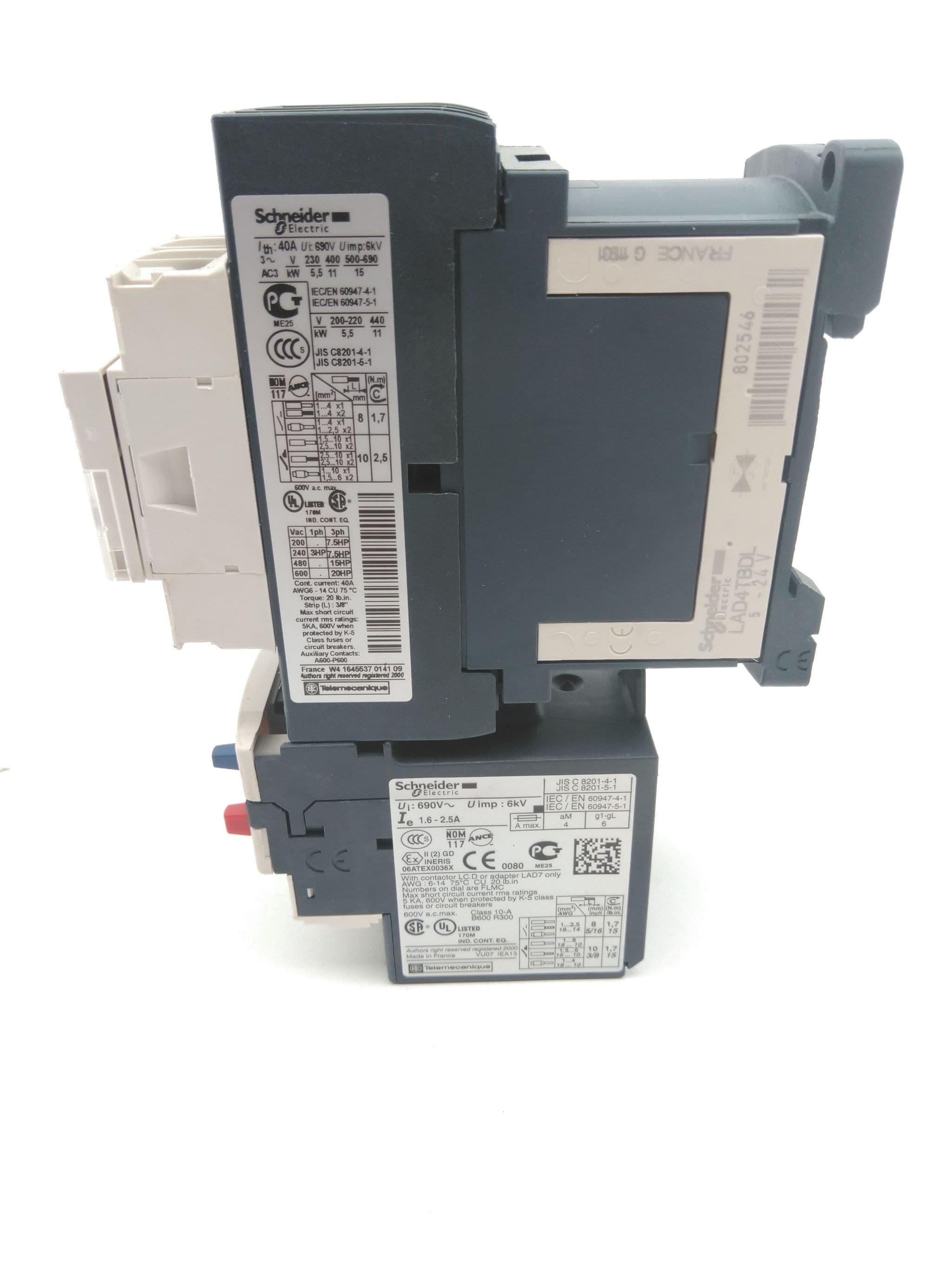 Schneider Electric LC1D25BD Contactor 3P 1NO/1NC 25A 24VDC LRD07 Overload Relay