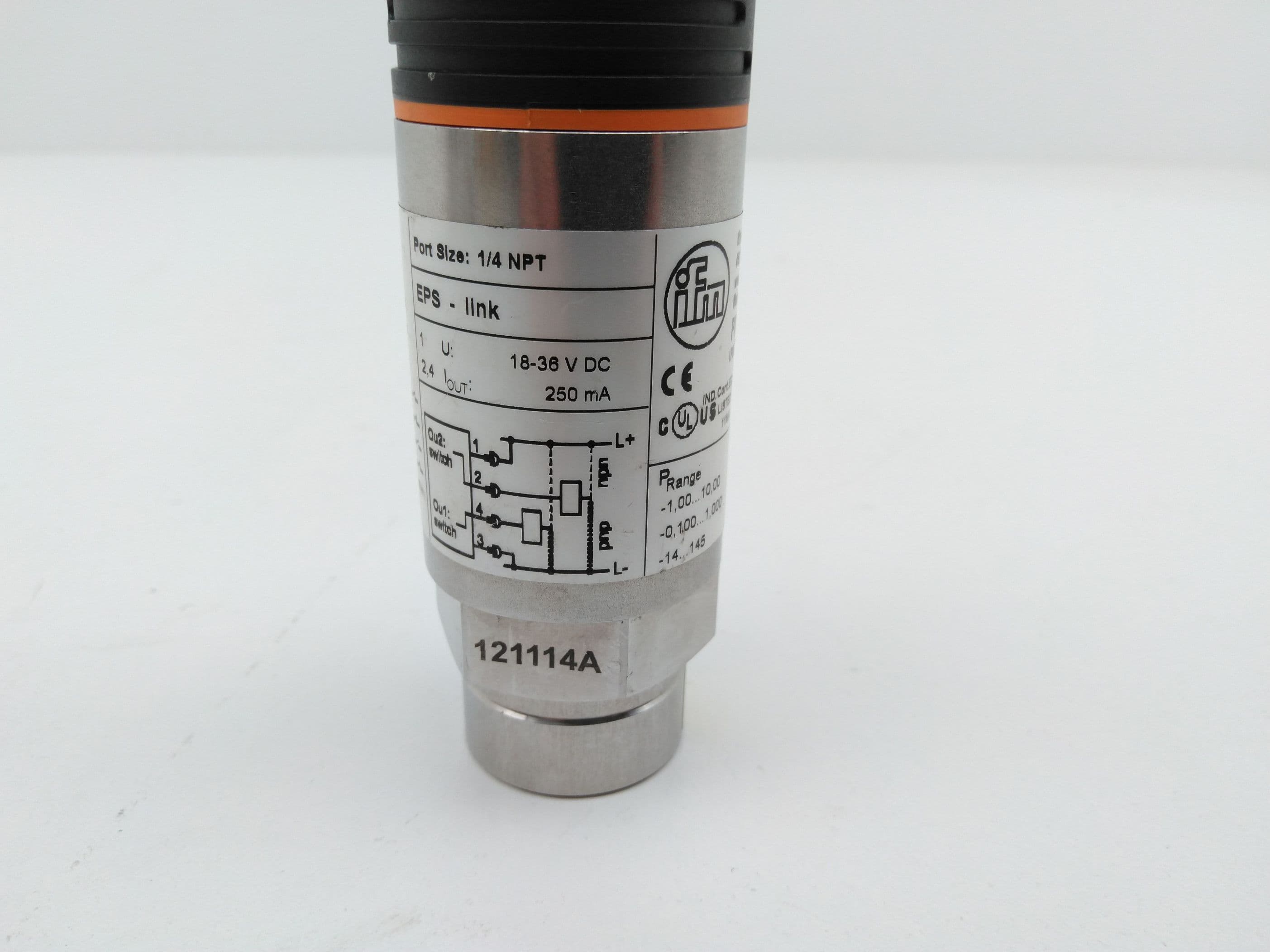 Ifm Electronic PN7204 Pressure Sensor with Display, 1/4NPT, -14…145PSI
