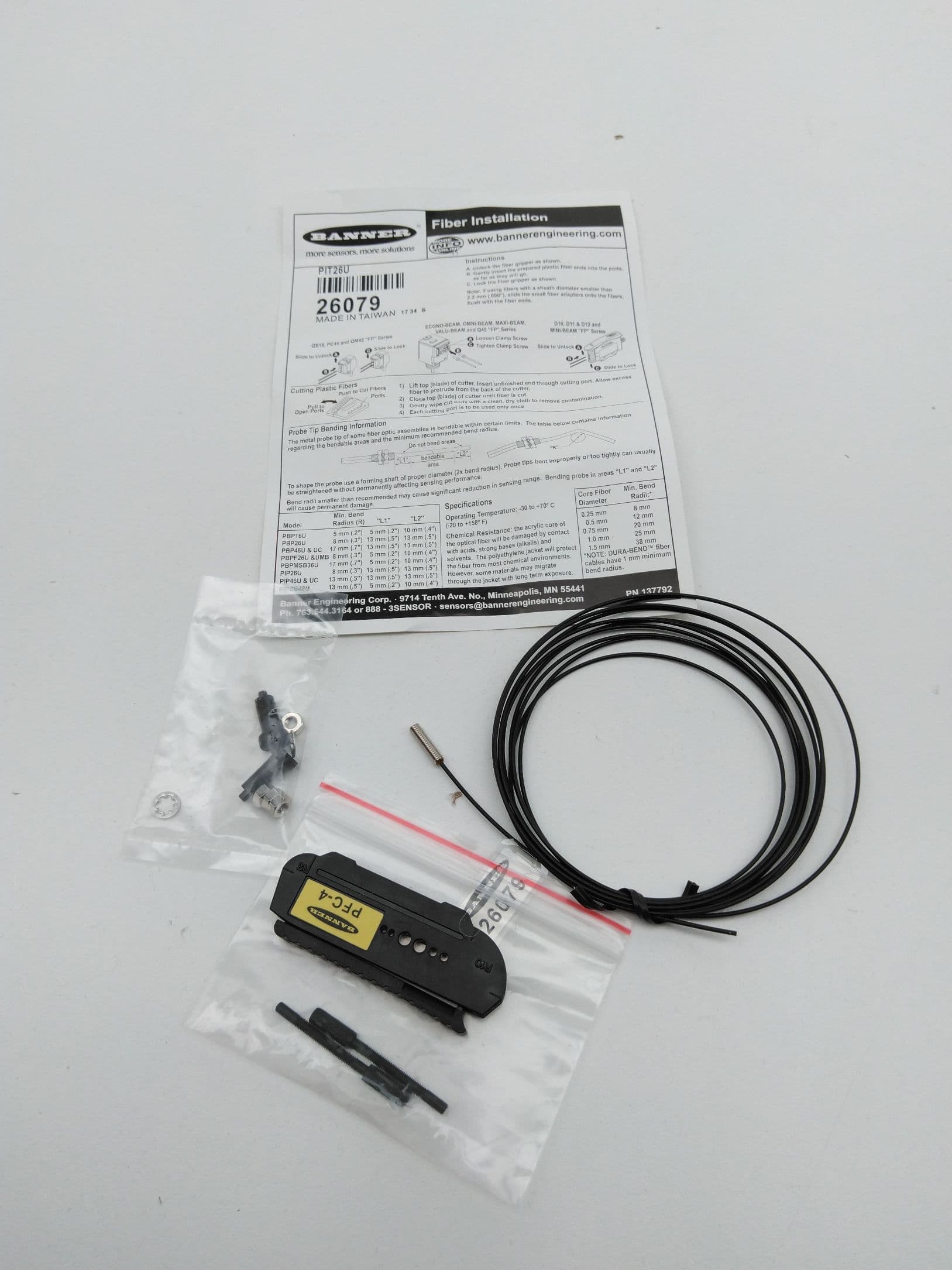 Banner PIT26U Fiber Optic Cable, PFC-4, 26079