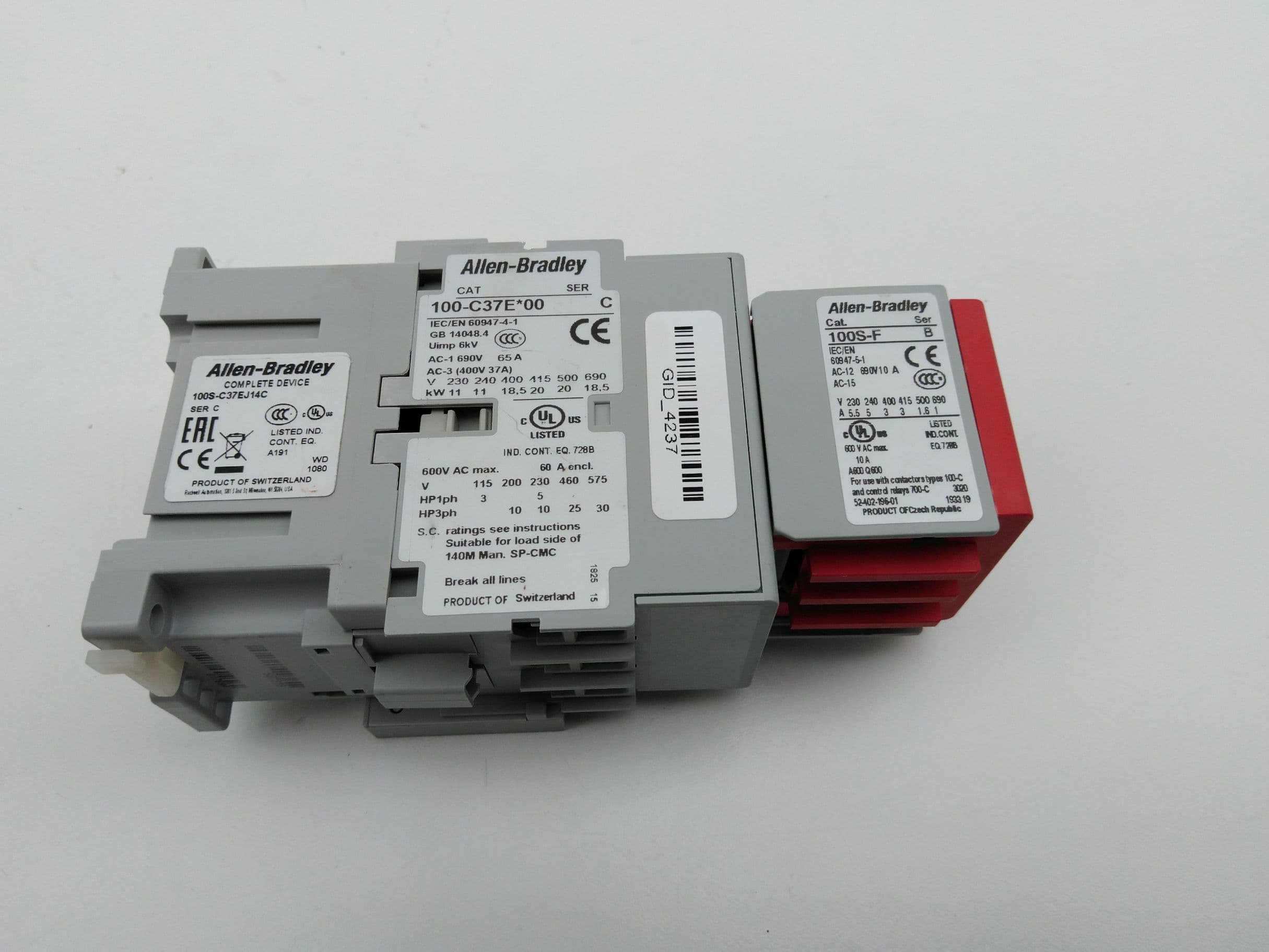 Allen-Bradley 100S-C37EJ14C Ser C Guardmaster Safety Contactor 37A 600VAC 24V