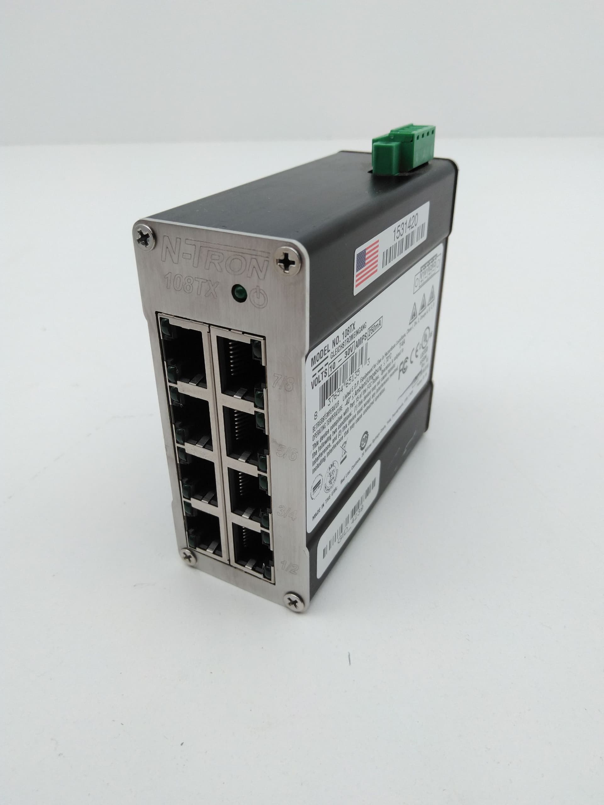 Red Lion Controls 108TX N-Tron Ethernet Switch, 8 Port, Unmanaged, 10-30VDC