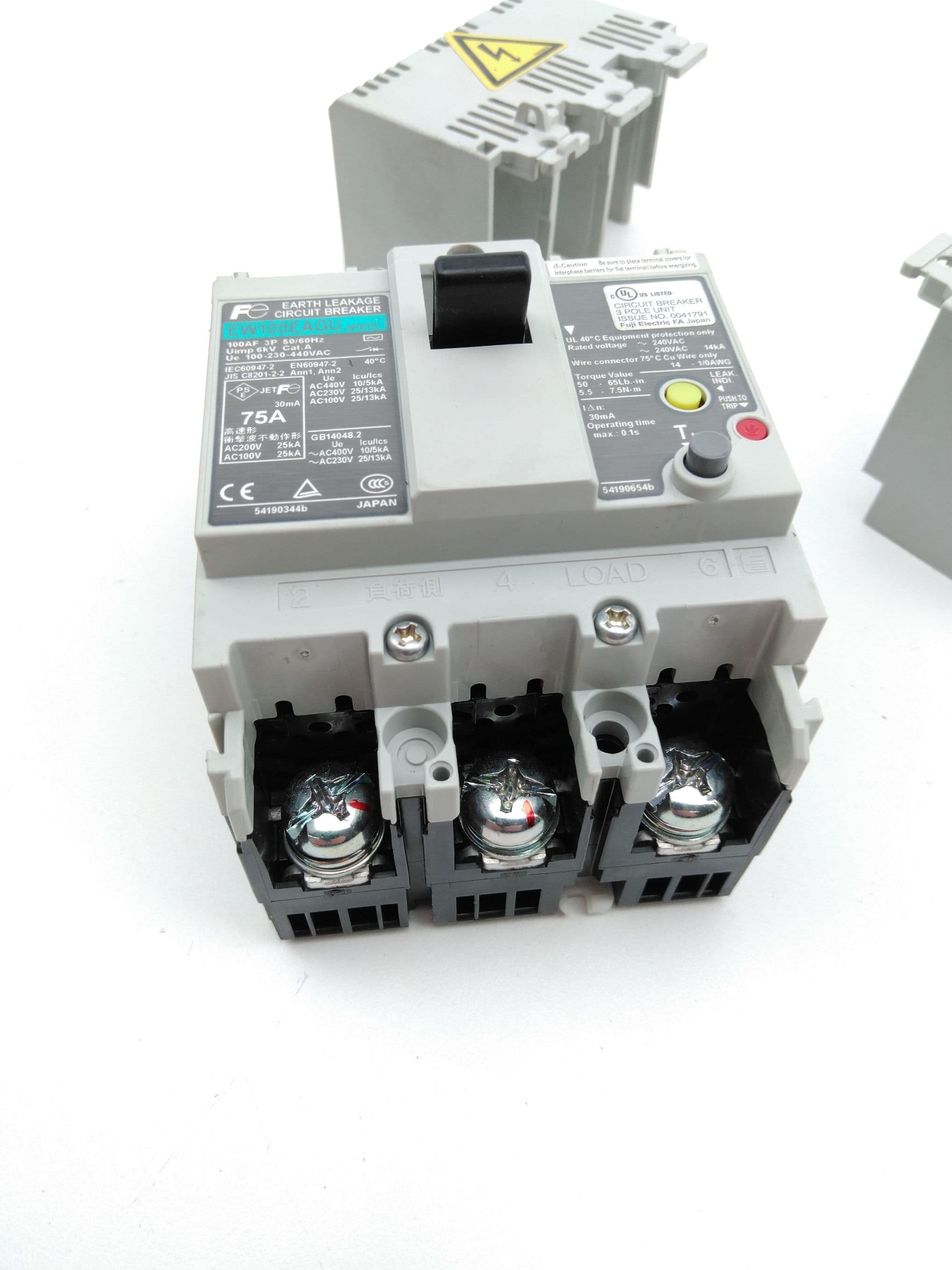 Fuji Electric EW100EAGU-3P075 Earth Leakage Circuit Breaker 3P, 75A