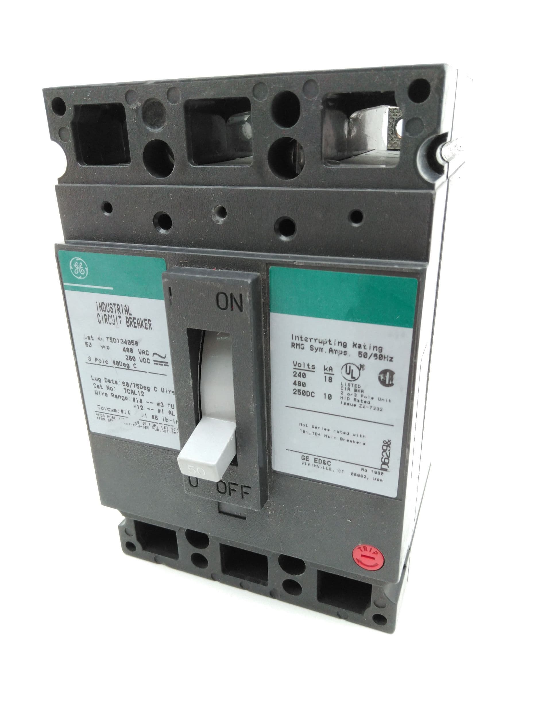 General Electric TED134050 Circuit Breaker 3 Pole, 480VAC, 50Amp