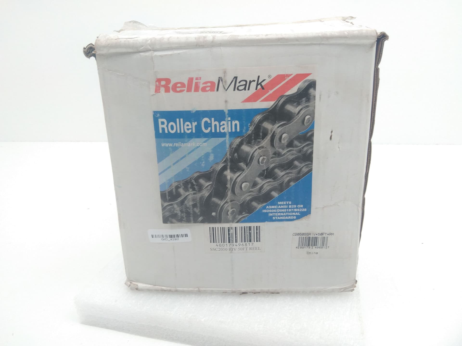 ReliaMark SS C2050 RIV Stainless Steel Roller Chain, 50" roll