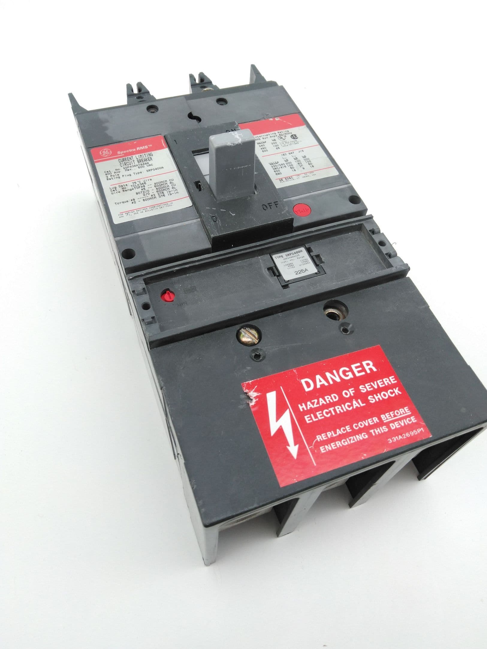 General Electric SGPA36AT0400 Circuit Breaker 3P 600VAC 400A w/SRPG400A225 Plug