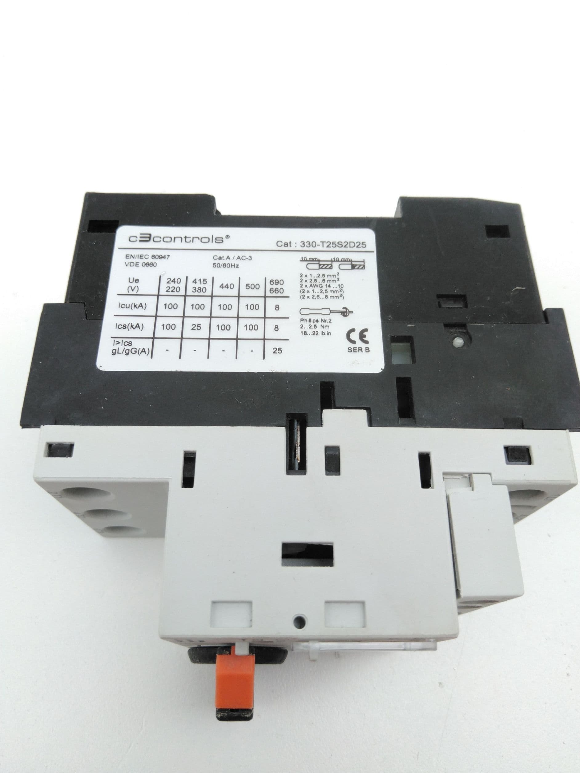 C3 Controls 330-T25S2D25 Motor Protective Circuit Breaker, 32A, 1.6-2.5A Trip