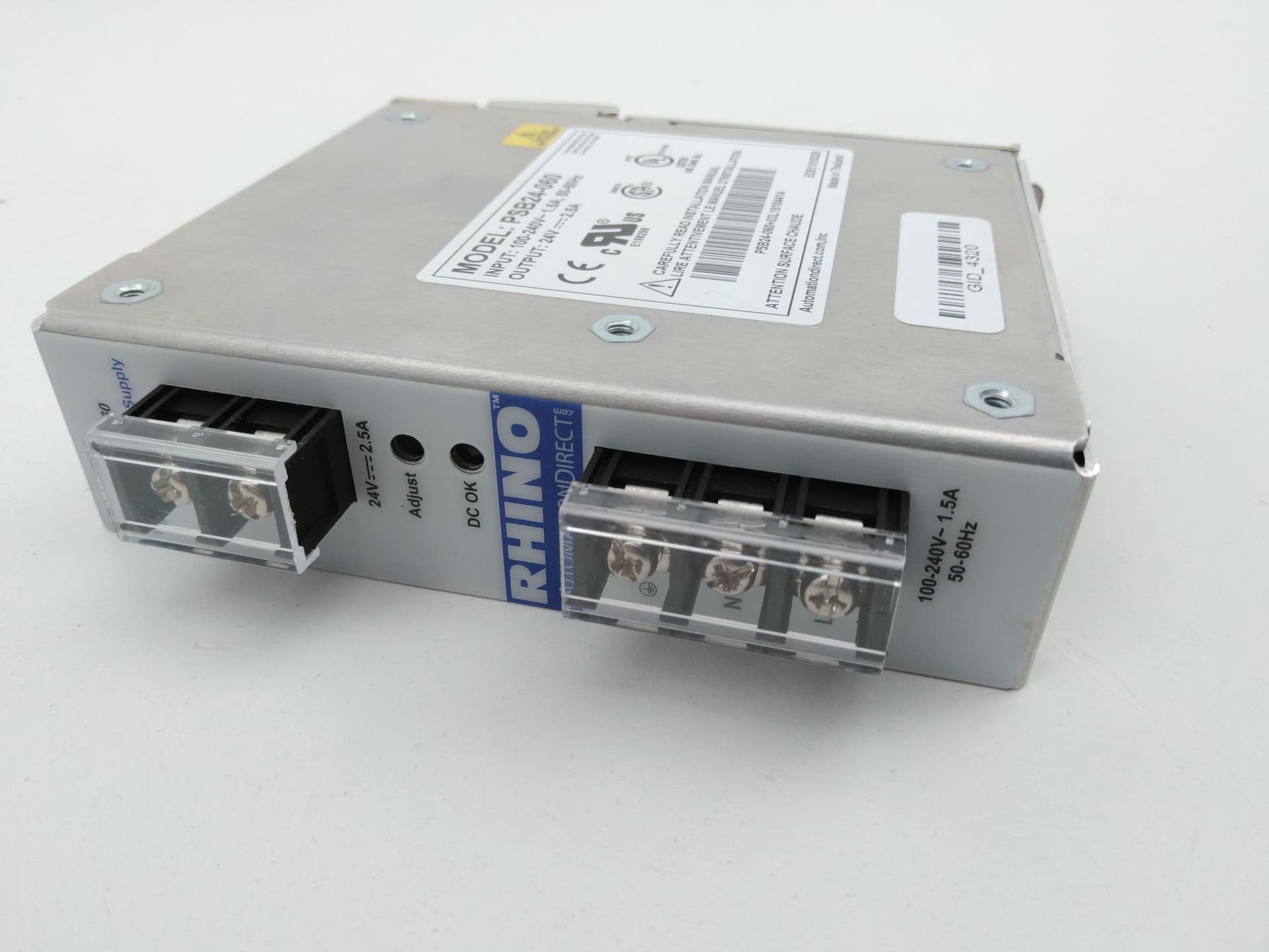 Rhino Automation Direct PSB24-060 Switching Power Supply 24V 2.5A
