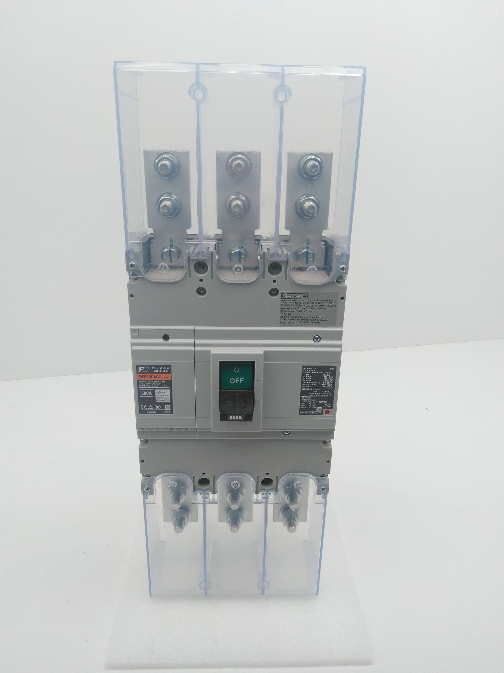 Fuji Electric BW630RAGU-3P500 Circuit Breaker 500A 690VAC/250VDC 3 Pole
