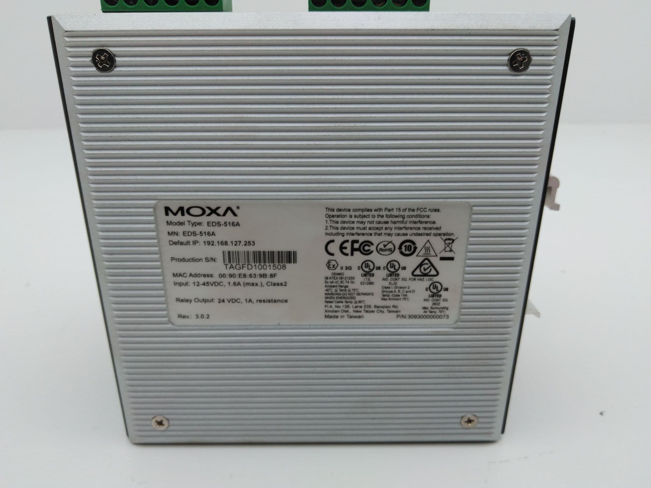Moxa EDS-516A Managed Ethernet Switch, 16 Port, Rev 3.0.2