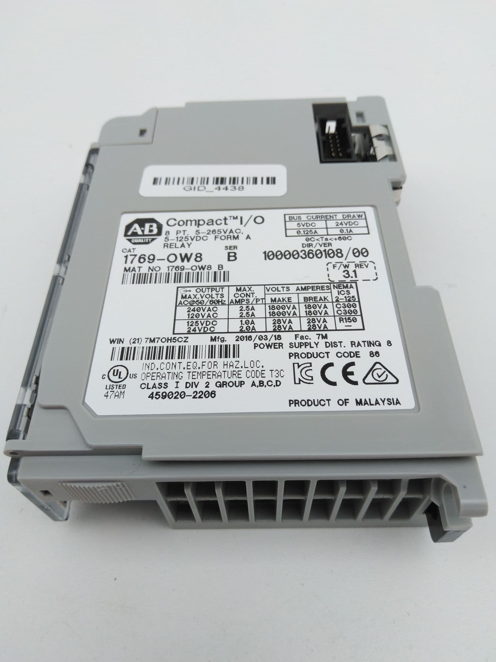 Allen Bradley 1769-OW8 SER B CompactLogix Output Relay