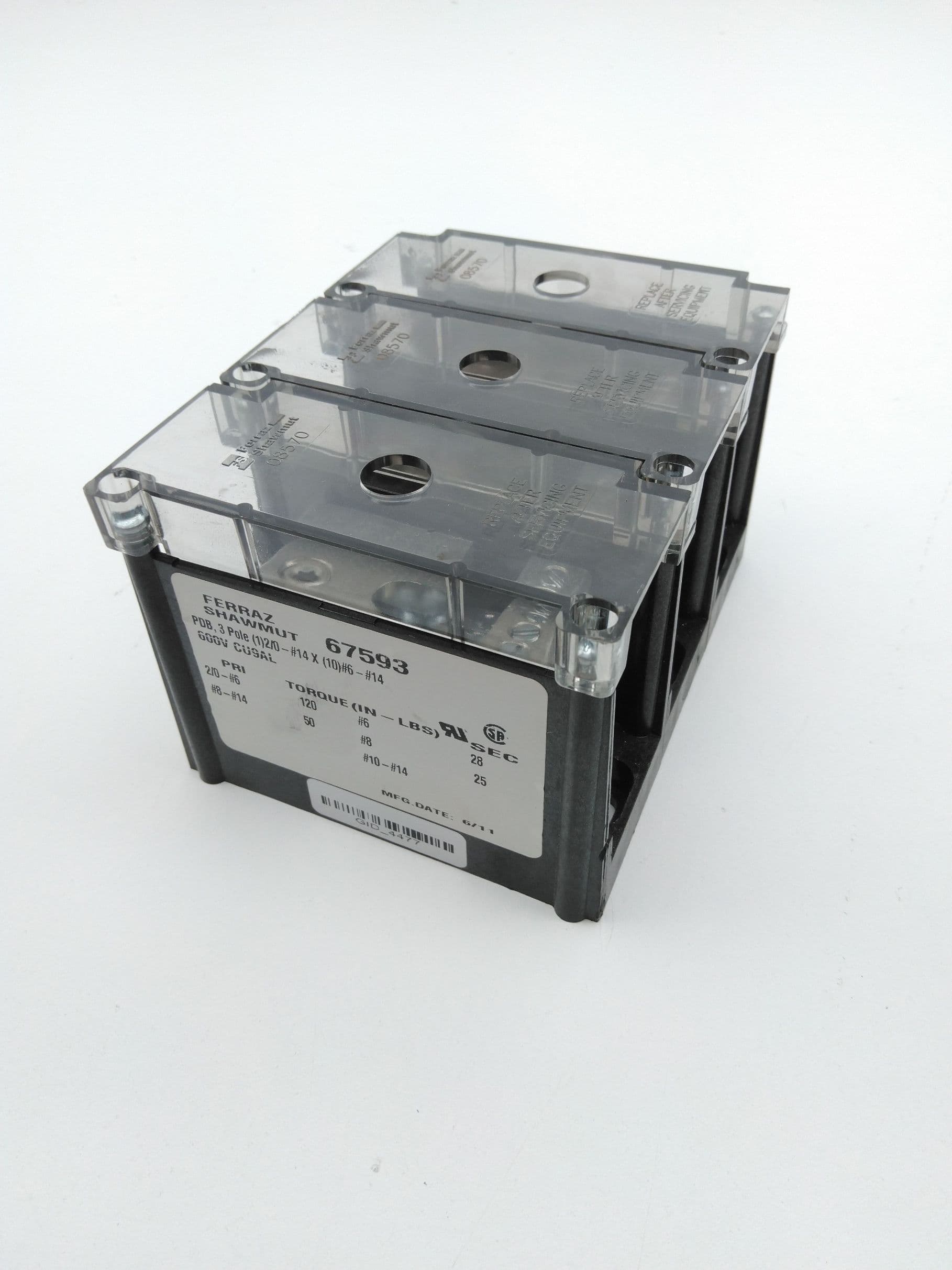 Mersen Ferraz Shawmut 67593 Power Distribution Block 175A 3P 600V