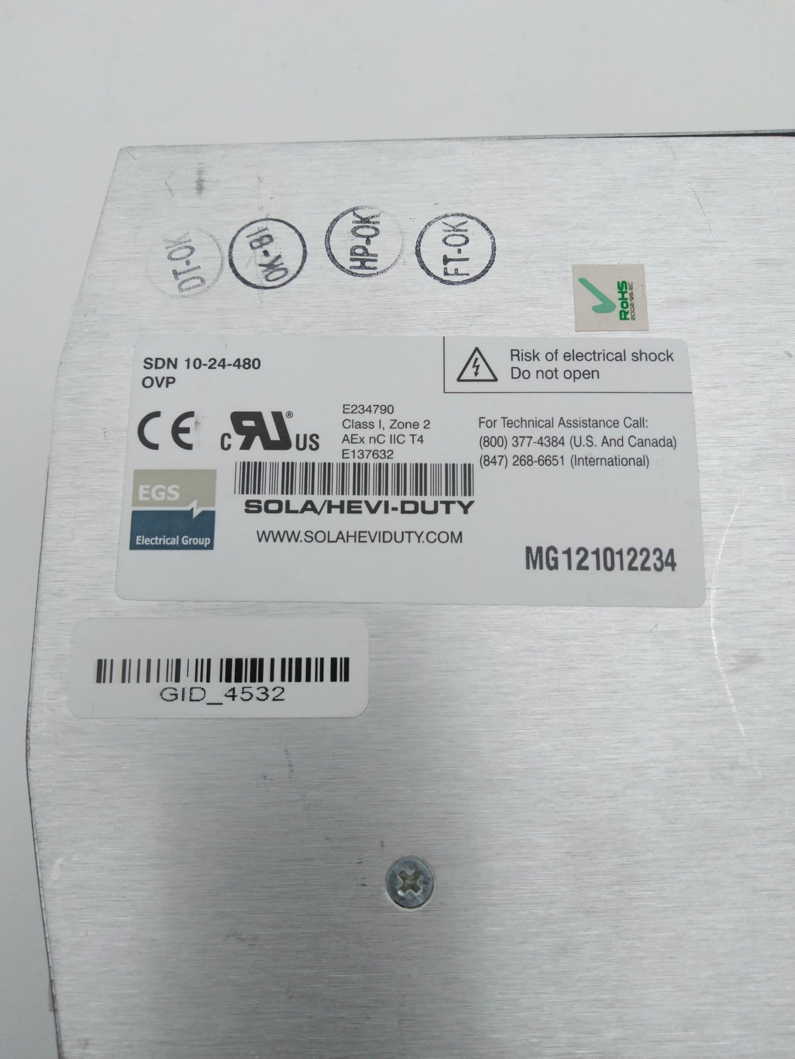 Sola SDN 10-24-480 Power Supply 24VDC 10A