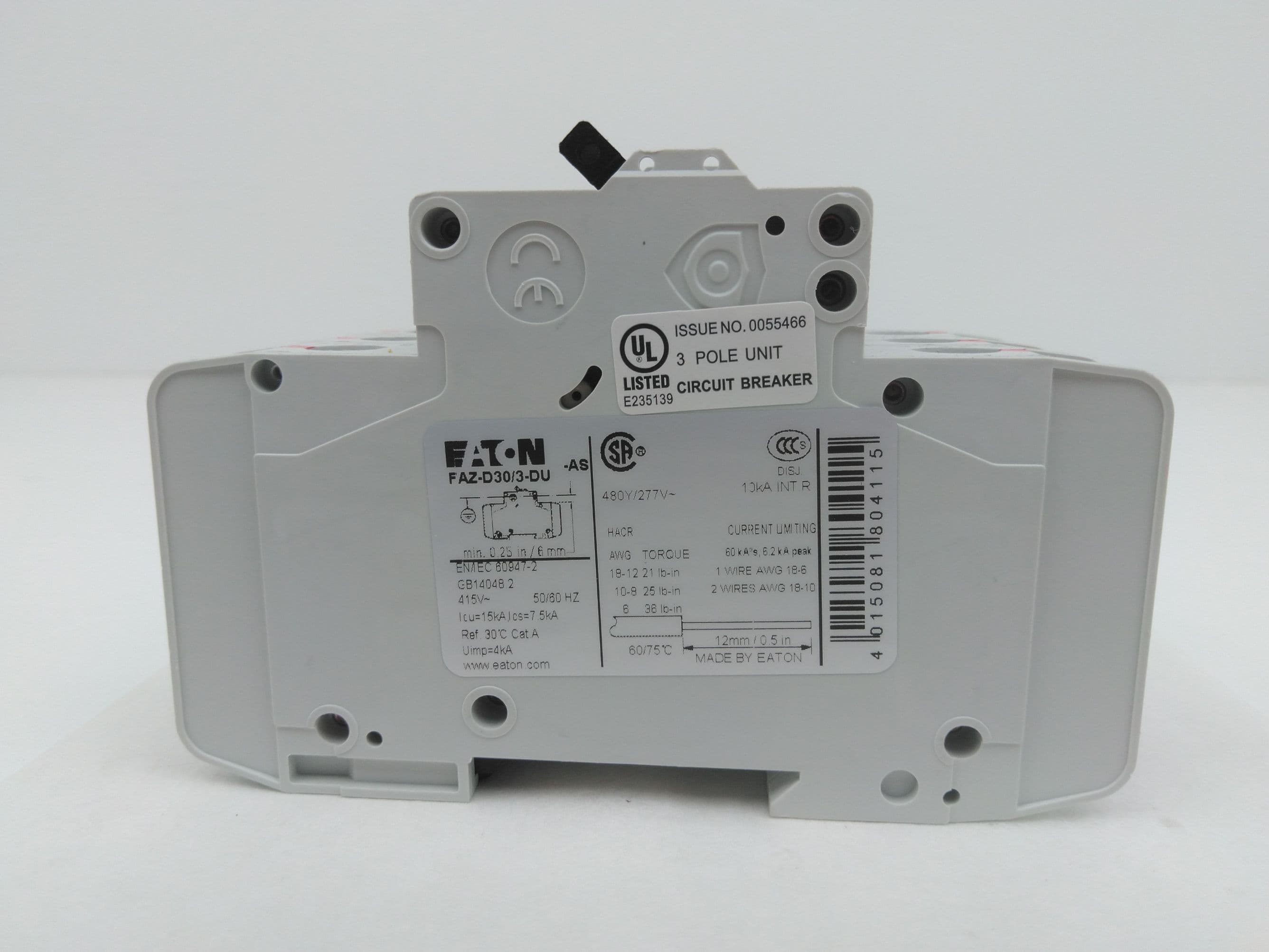 Eaton FAZ-D30/3-DU Circuit Breaker, 30A, 3 Pole