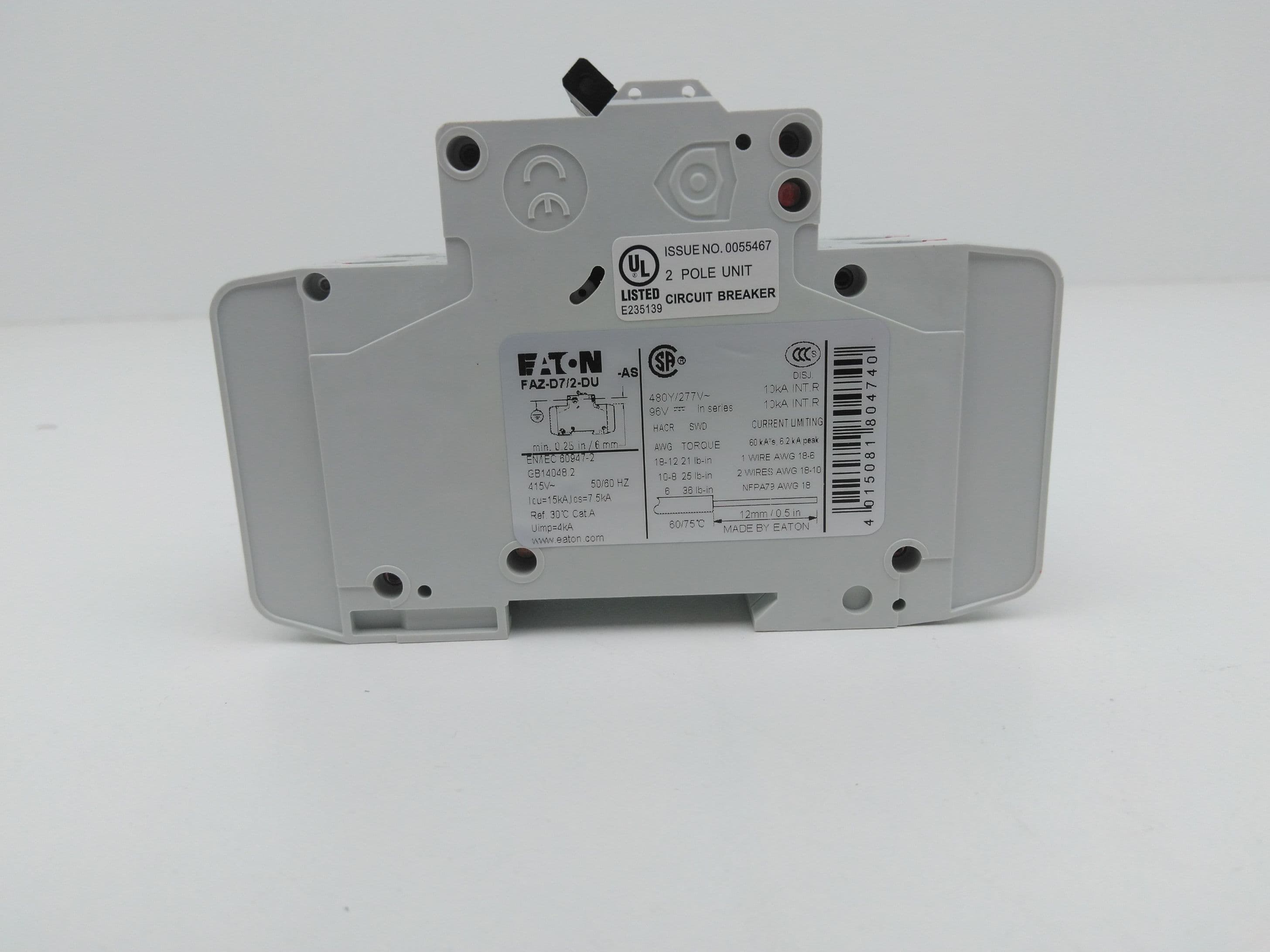 Eaton FAZ-D7/2-DU Circuit Breaker, 7A, 2 Pole