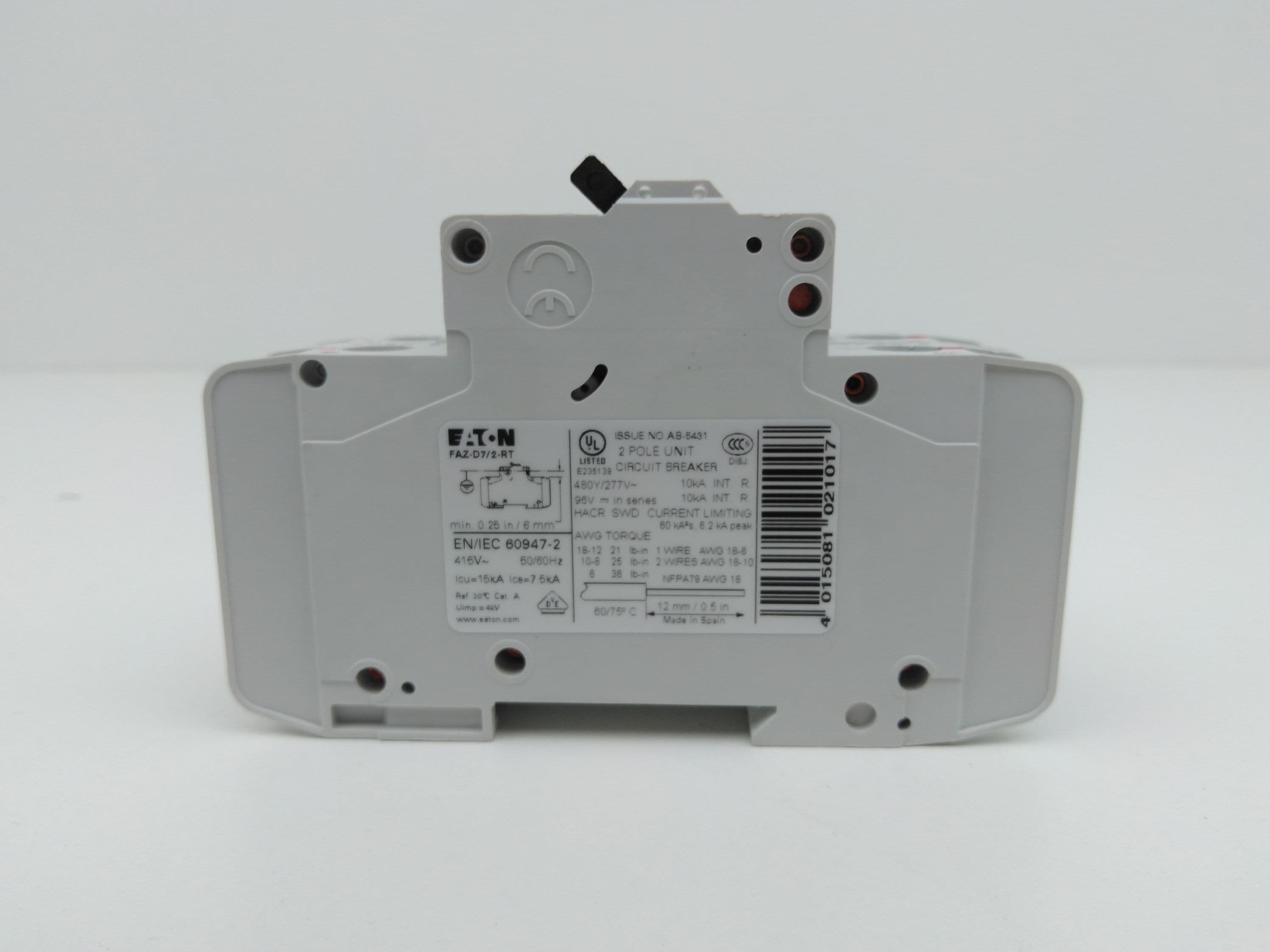 Eaton FAZ-D7/2-RT Circuit Breaker, 7A, 2 Pole
