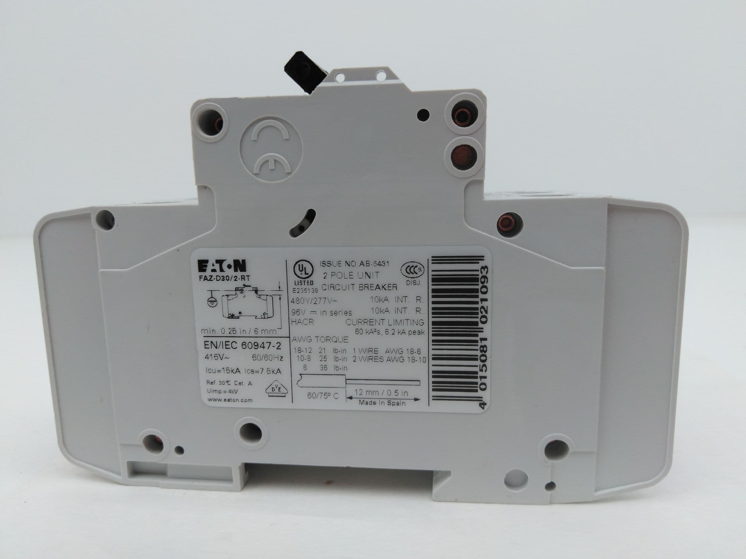 Eaton FAZ-D30/2-RT Circuit Breaker, 30A, 2 Pole