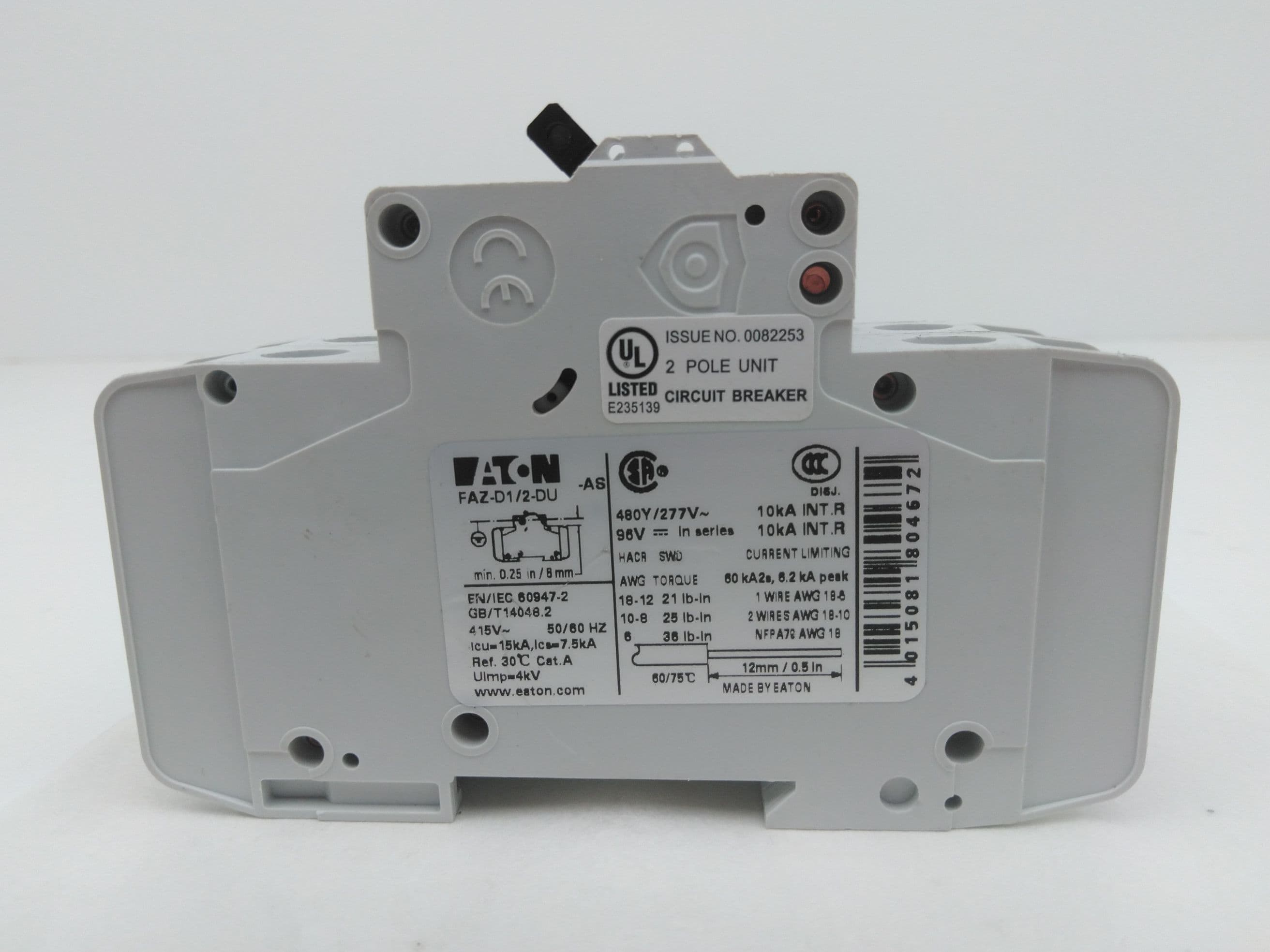 Eaton FAZ-D1/2-DU Circuit Breaker, 1A, 2 Pole