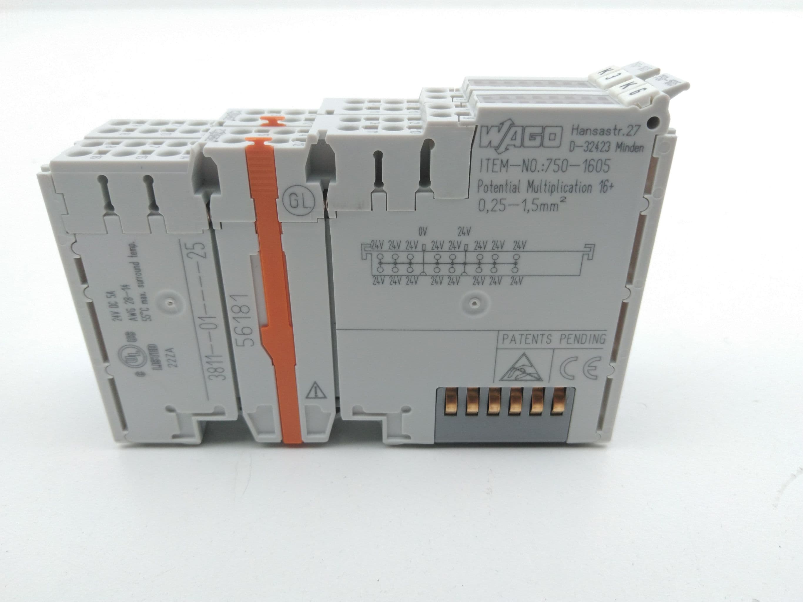 Wago 750-1605 Potential Distribution Module, 16-Way, 24V