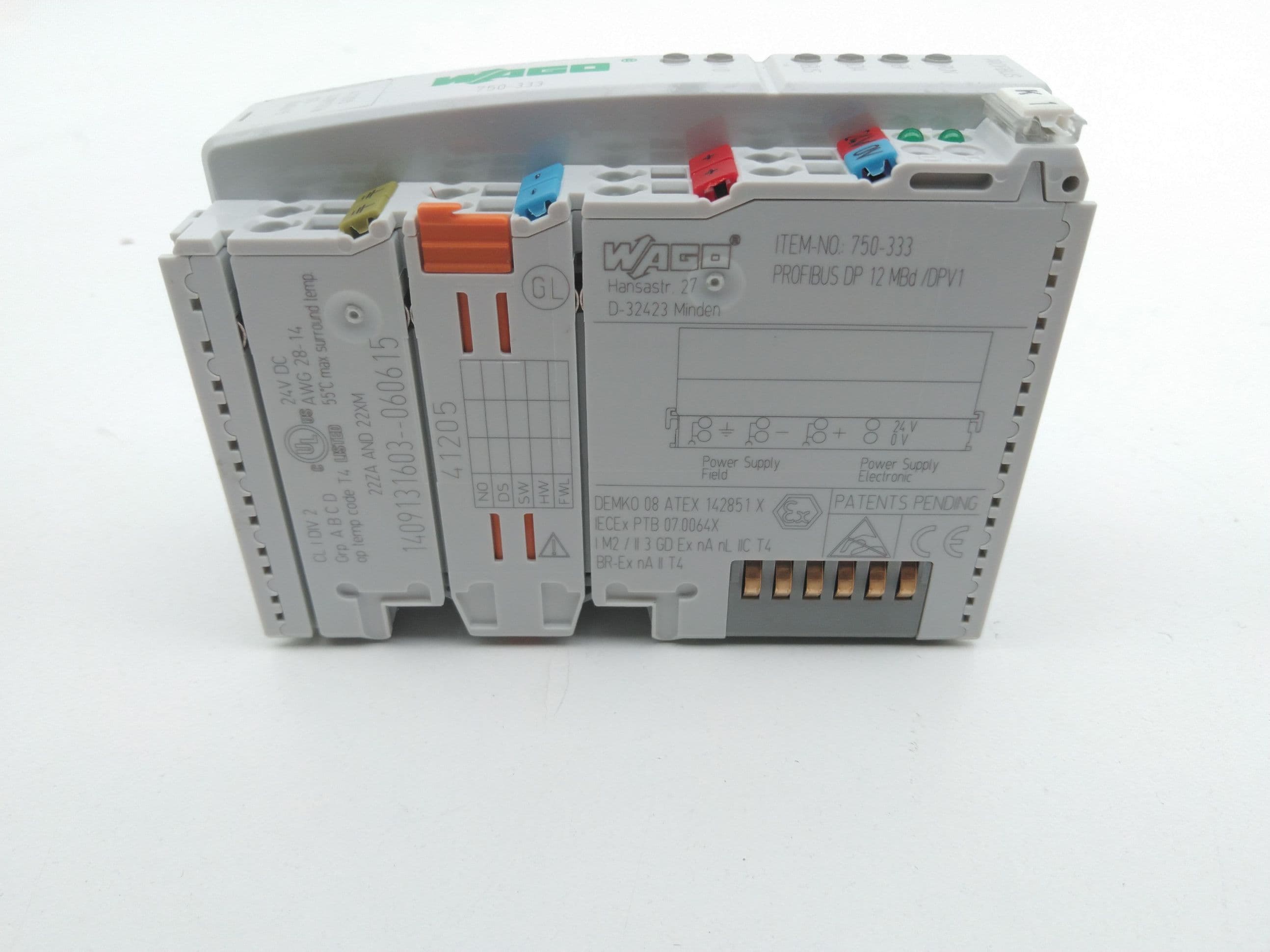 Wago 750-333 Fieldbus Coupler Module PROFIBUS DP, 2nd Generation, 12 MBd