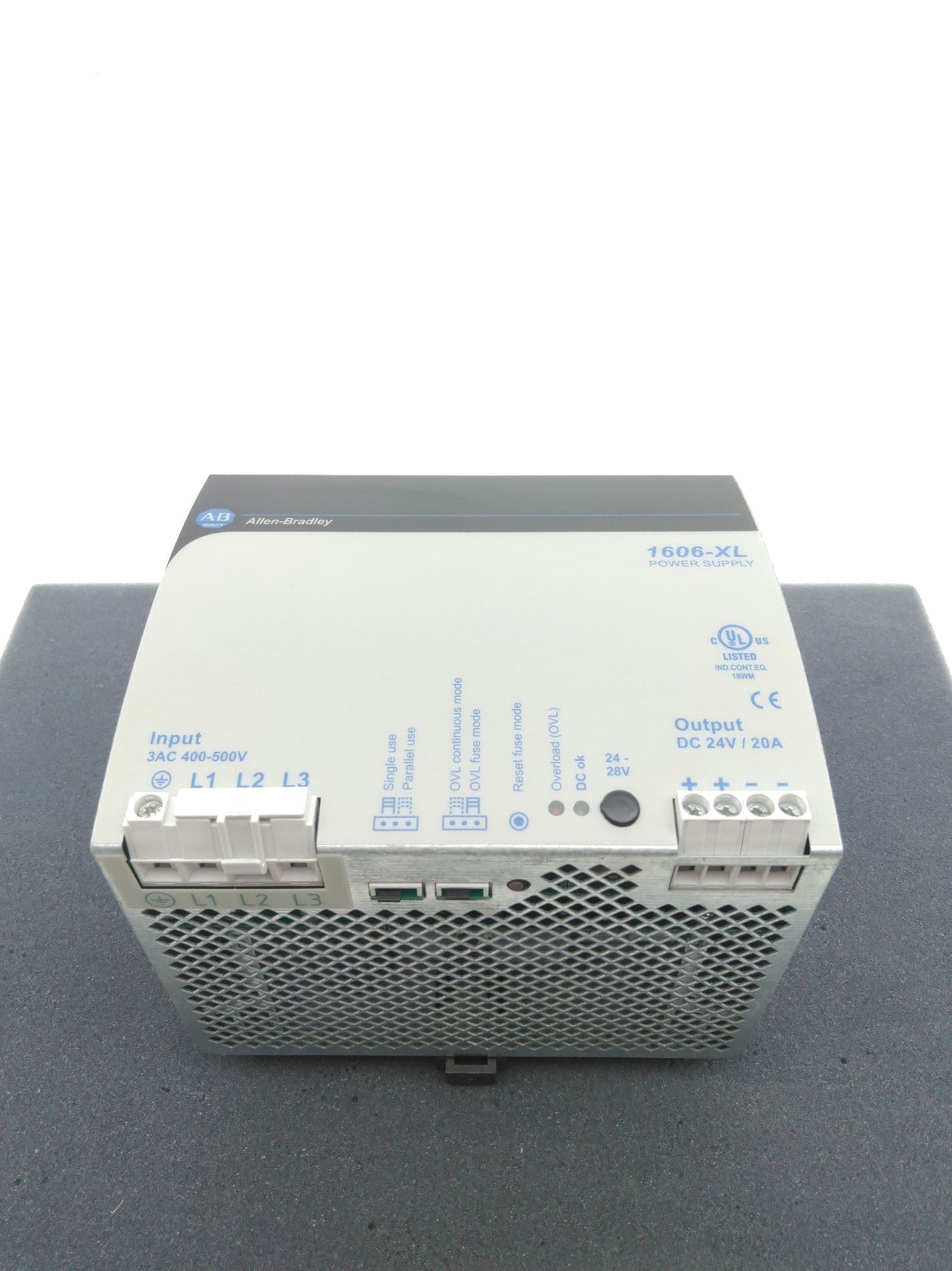 Allen-Bradley 1606-XL480E-3W Power Supply 24-28VDC, 20A, 480W, 3Ph 480V Ser B