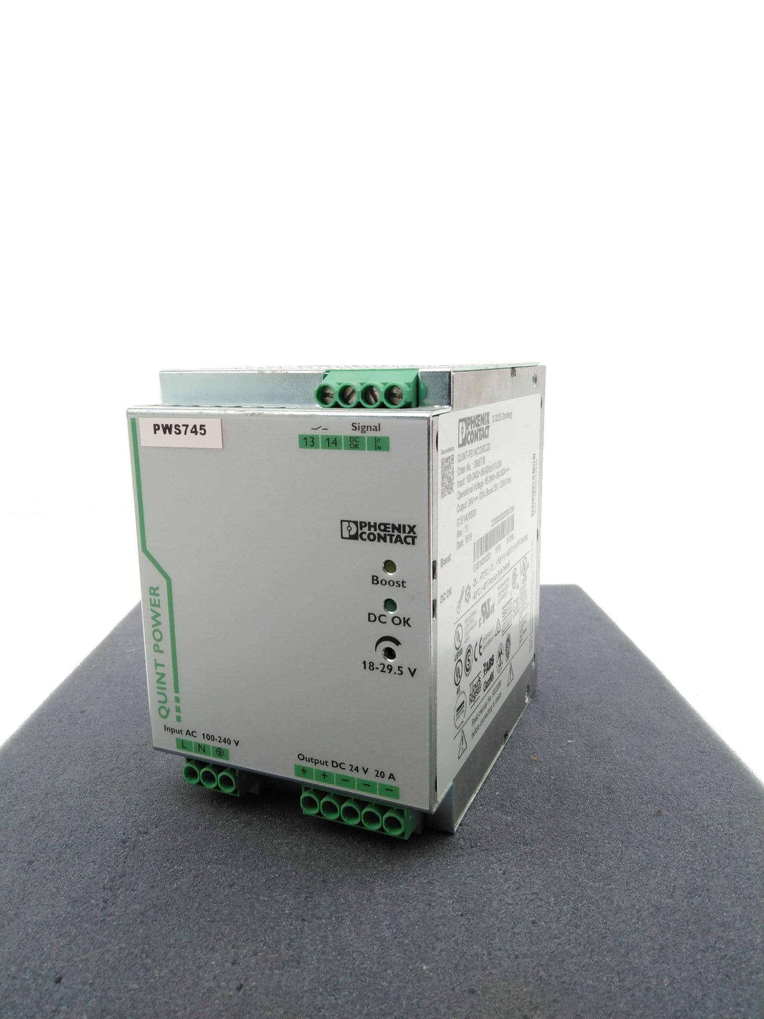 Phoenix Contact QUINT-PS/1AC/24DC/20, 2866776 Power Supply, 24VDC, 20A, 480W