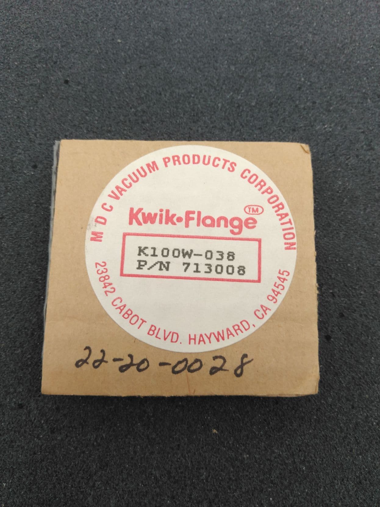 MDC 713008 Kwik-Flange ISO-KF Bored Weld Flange, K100W-038, NW25 x 3/8" Bore