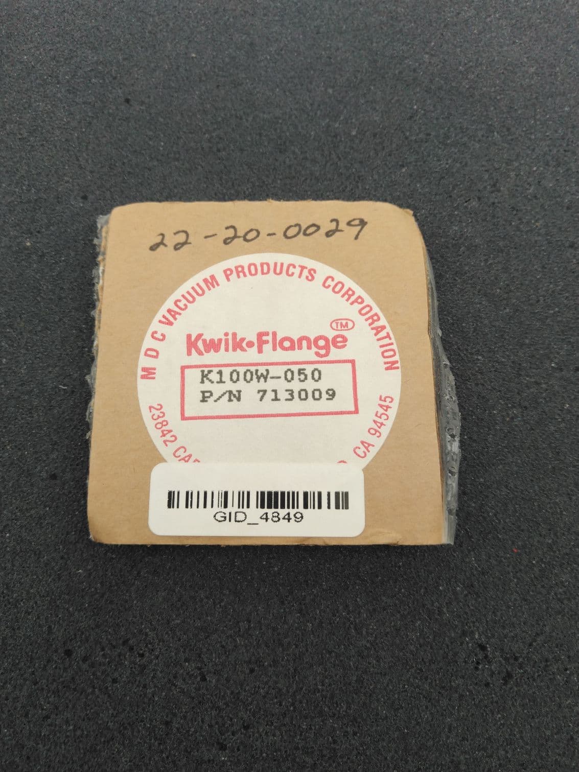 MDC 713009 Kwik-Flange ISO-KF Bored Weld Flange, K100W-050, NW25 x 1/2" Bore
