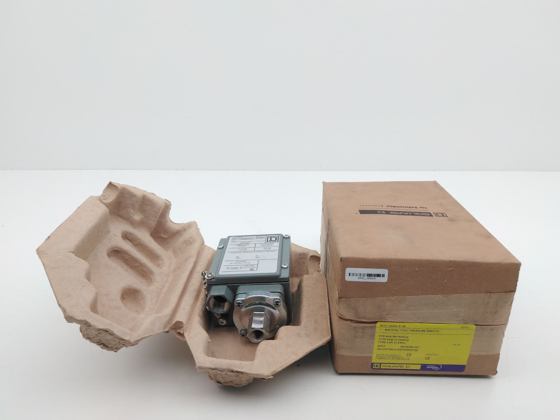 Square D 9012 GAW4-S126 Machine Tool Pressure Switch, Series C, Set: 6PSI-10PSI