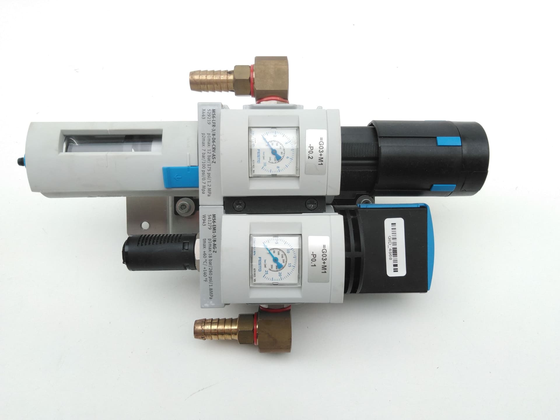 FESTO MS6-LFR-3/8-D6-CRV-AS-Z Filter Regulator MS6-EM1-3/8-AG-Z Shut off Valve
