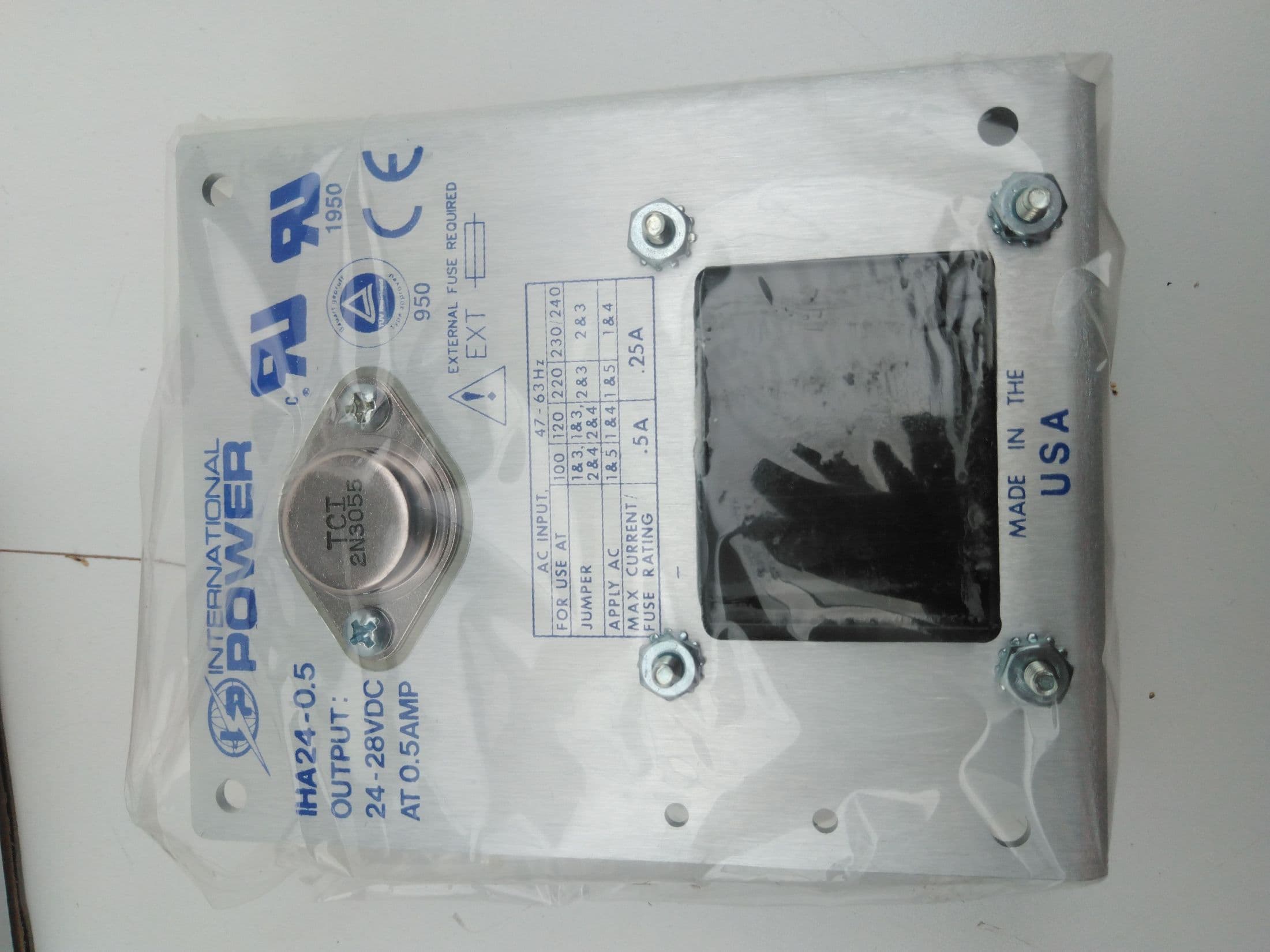 International Power IHA24-0.5 Single Output Linear Power Supply 24-28VDC 0.5A