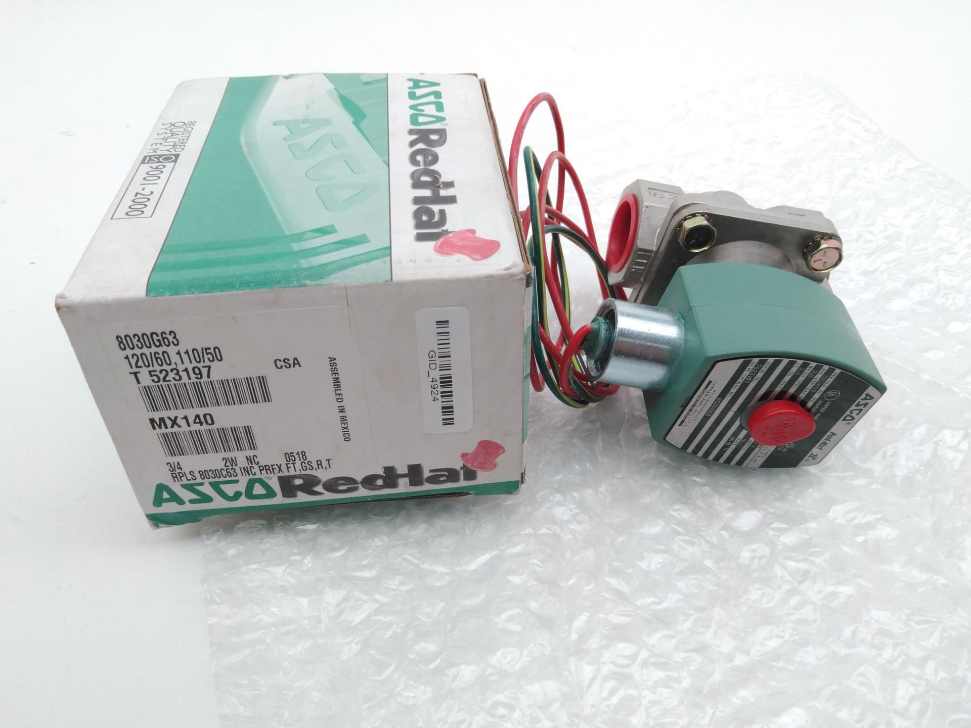 ASCO Red-Hat 8030G63 Low Pressure Solenoid Valve SS Body 3/4" NC 2-Way 120VAC