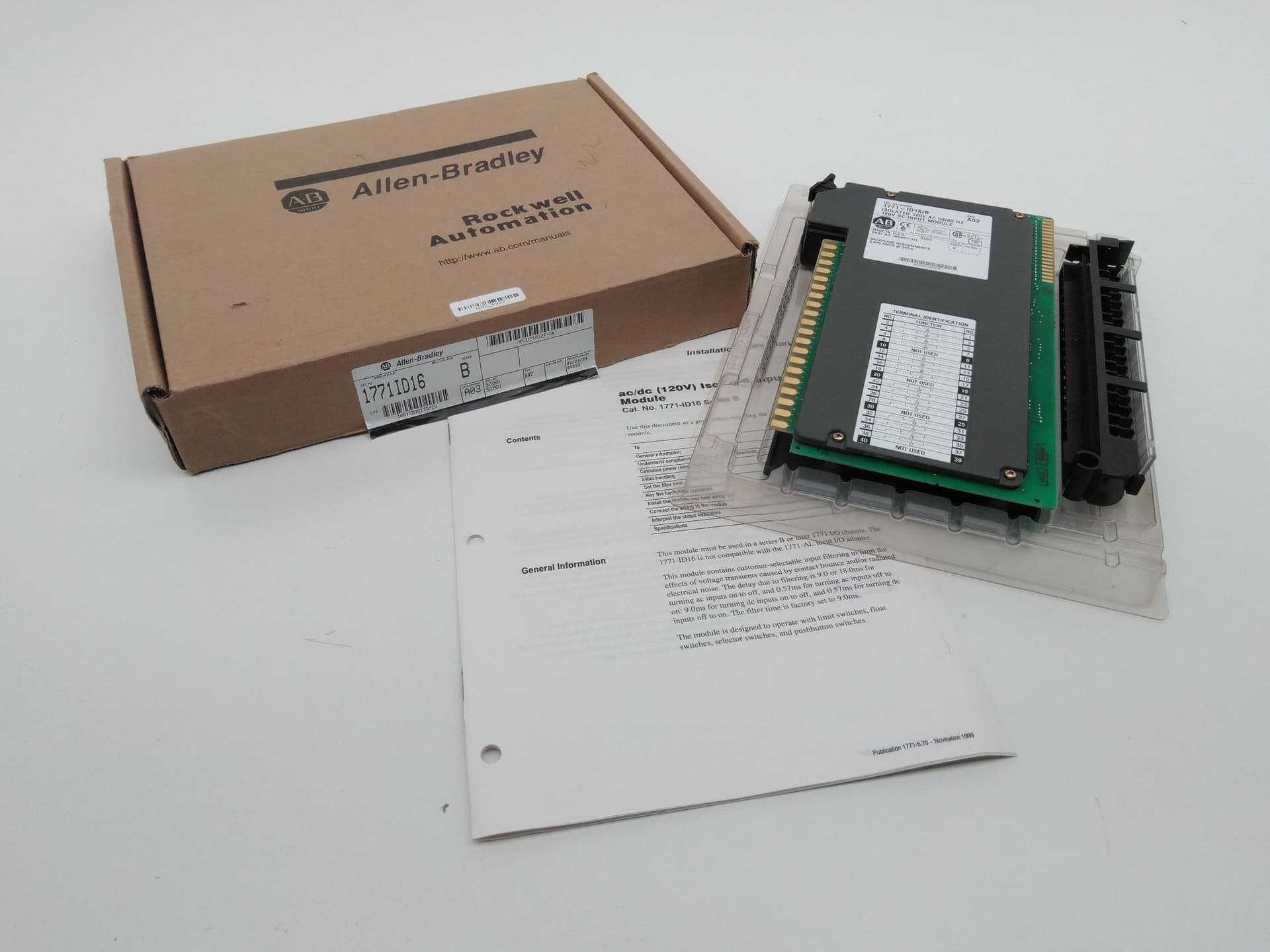 Allen-Bradley 1771-ID16/B Digital Input Module, 120VAC/DC, 16 Input, Isolated