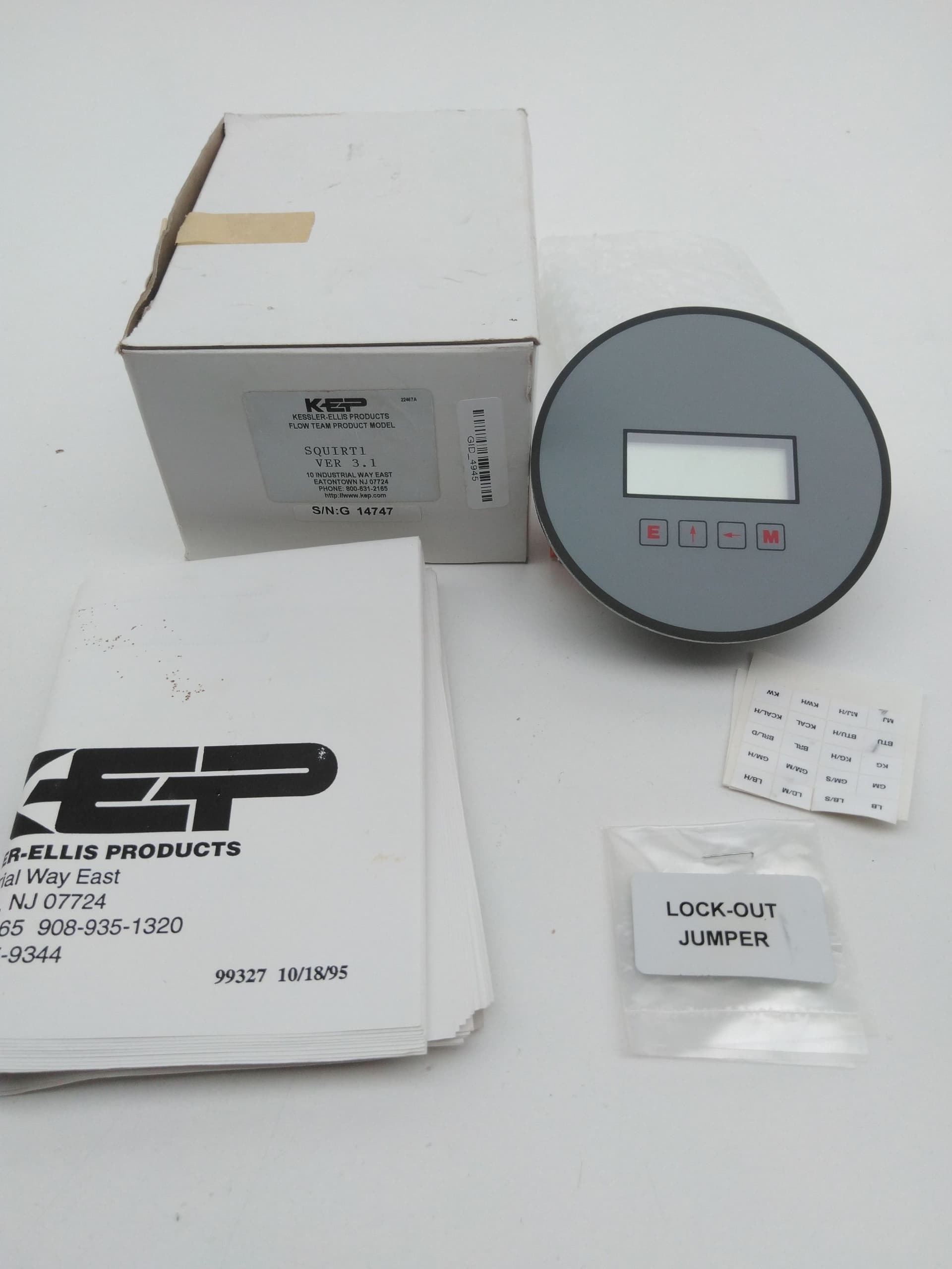 KEP SQUIRT1 Loop Powered Indicator Flow Rate & Totalizer, Panel Mount