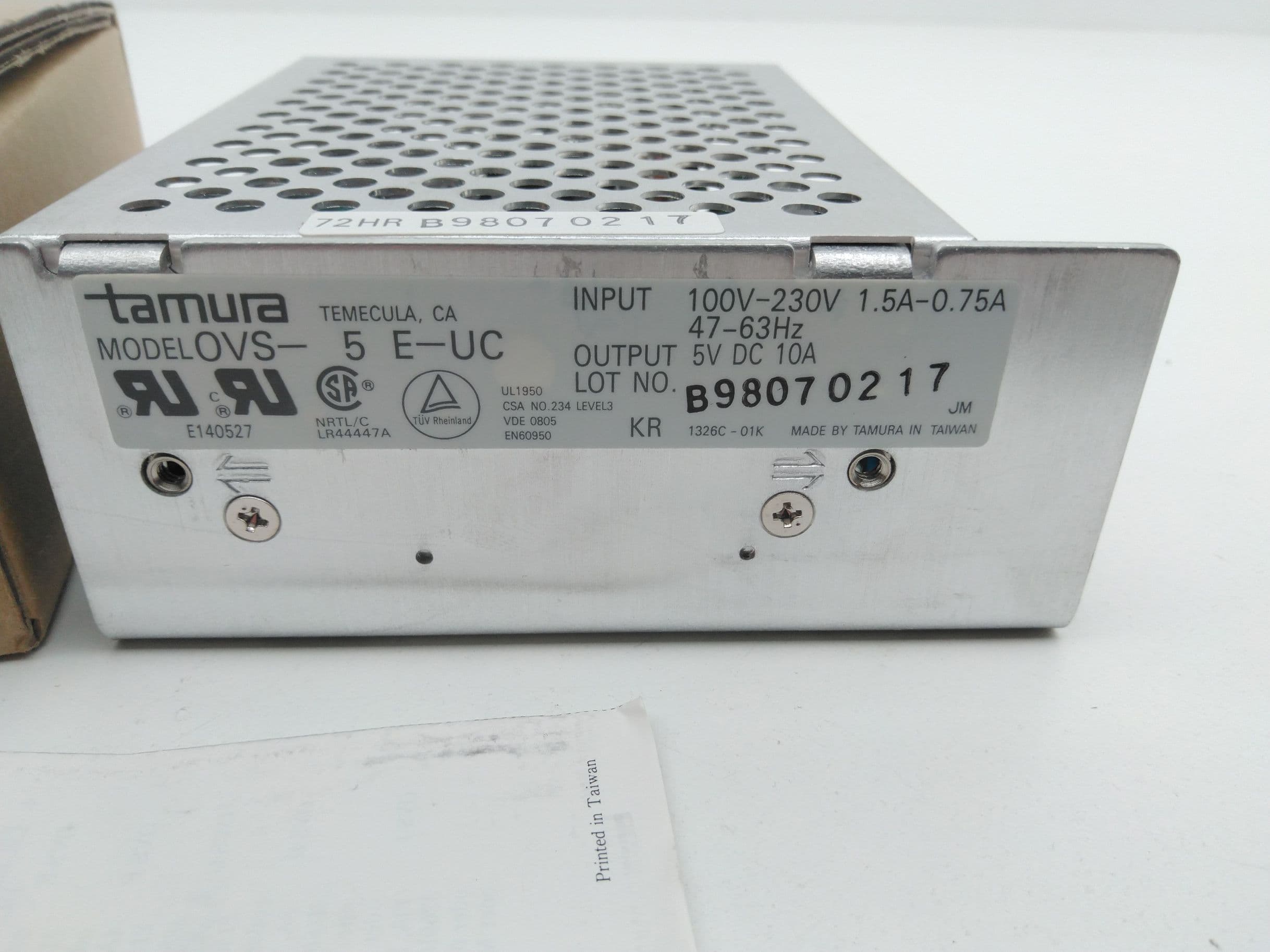 Tamura OVS-5E-UC Switching Power Supply In 100V-230V 1.5A-0.75A Out 5VDC 10A