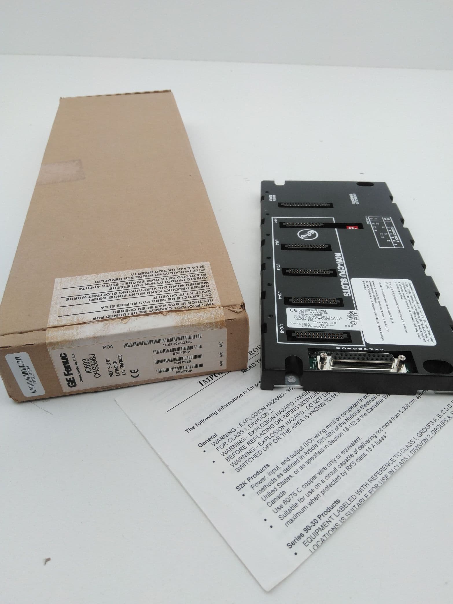 GE Fanuc IC693CHS398J 5-Slot Expansion Baseplate