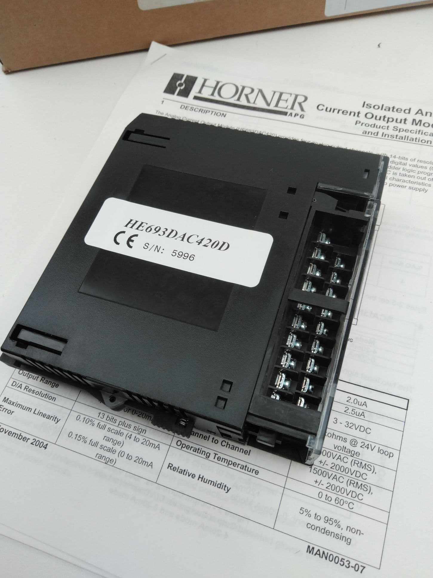 Horner HE693DAC420D Analog Output Module, 4 Channel