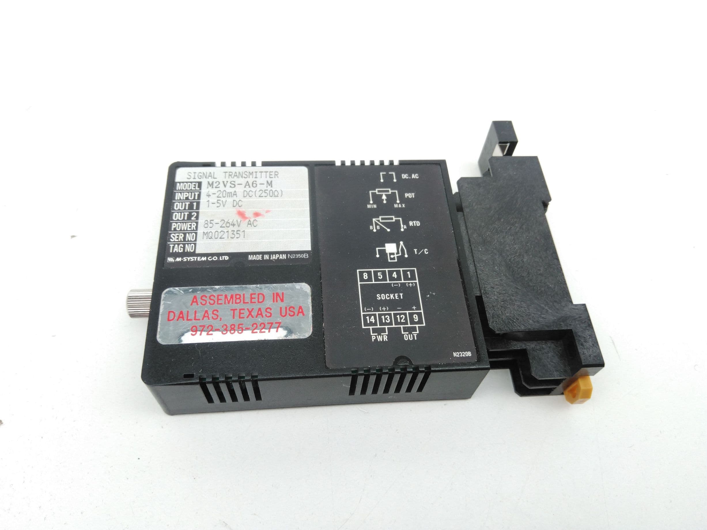 M System M2VS-A6-M Signal Transmitter In: 4-20mA DC Out: 1-5VDC