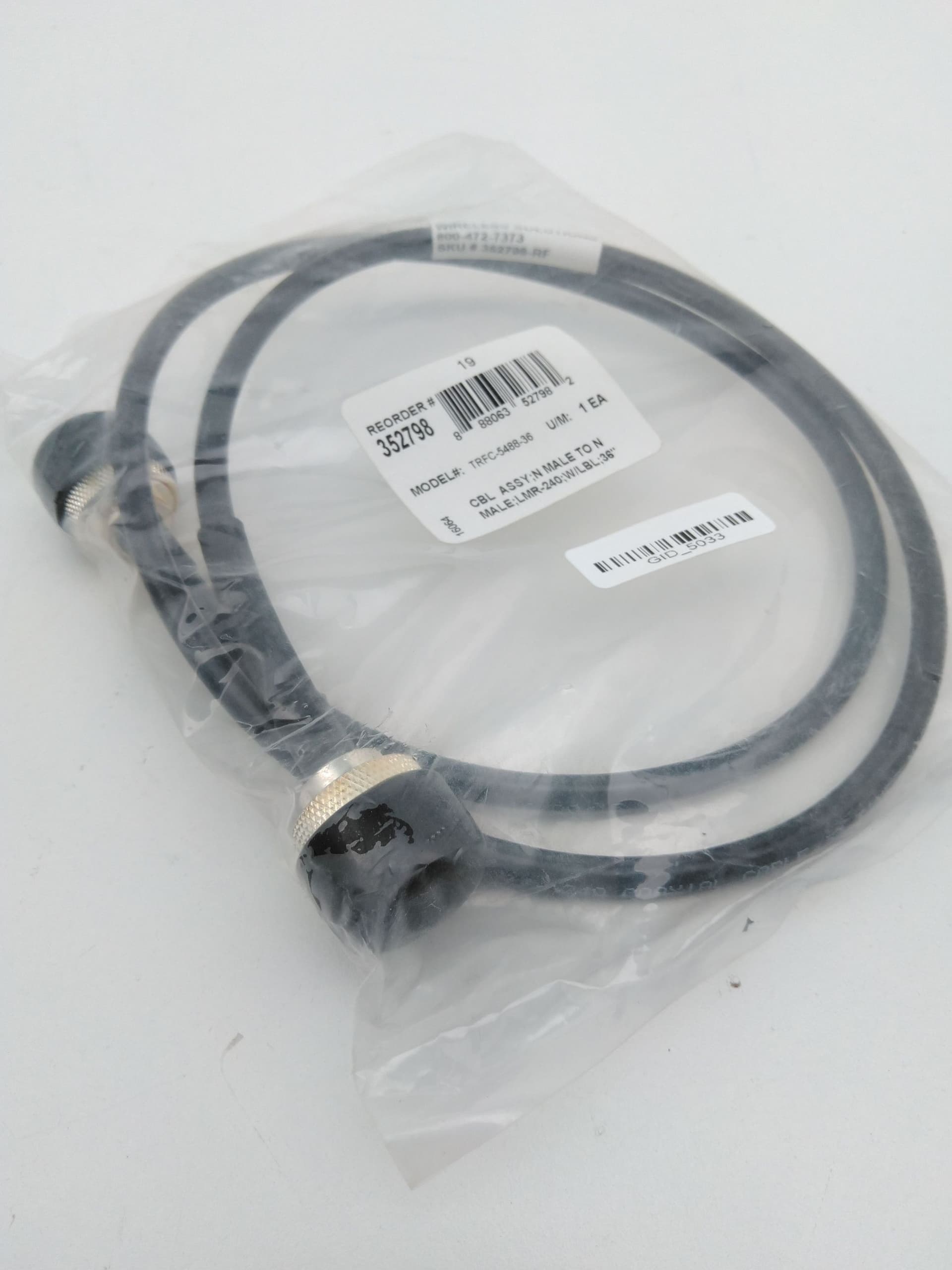 Wireless Solutions TRFC-5488-36 N Male to N Male LMR-240 Cable Assembly 36"