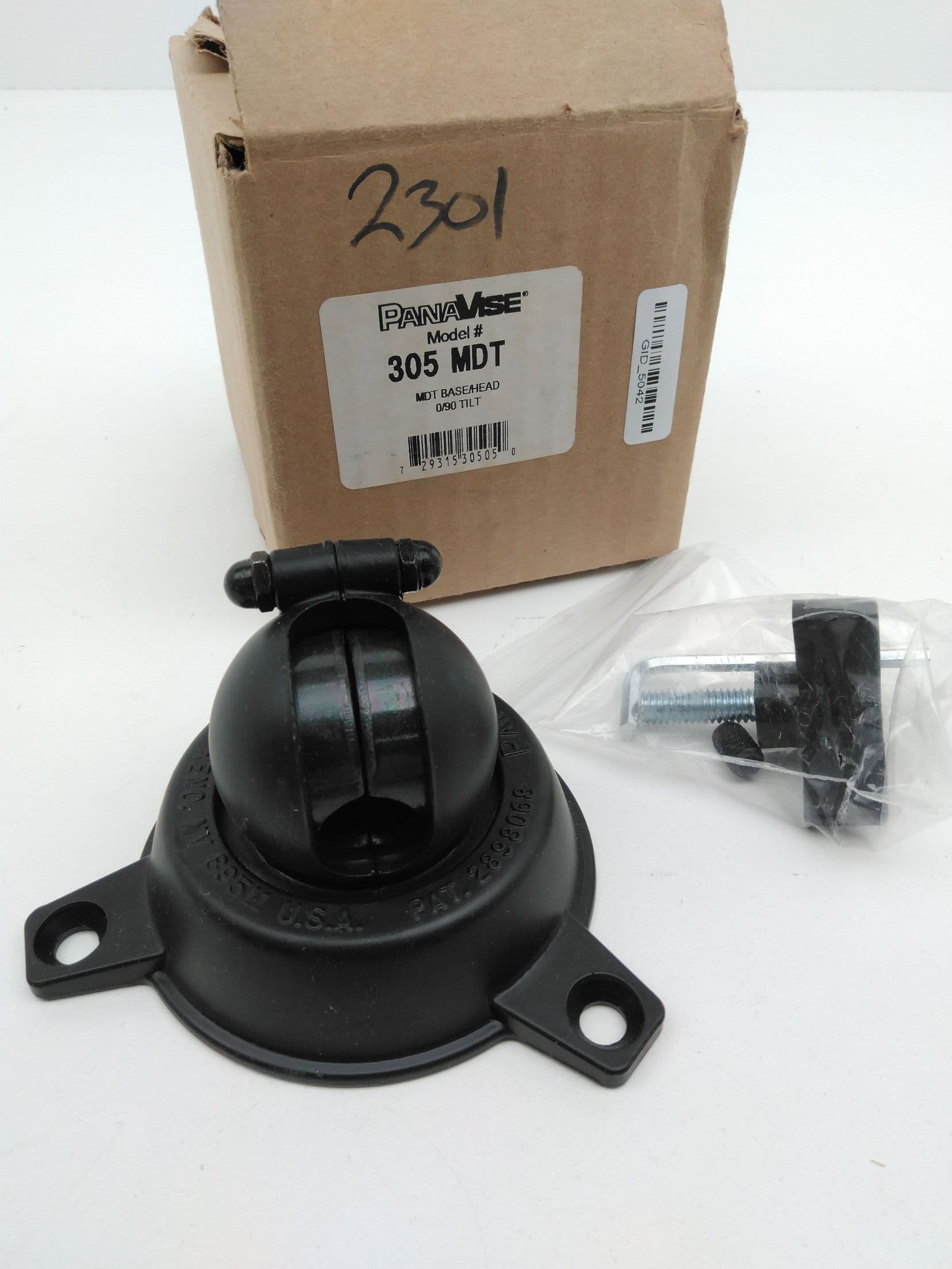 PanaVise 305 MDT Head/Base Swivel Mount 0/90 Degree Tilt, Black