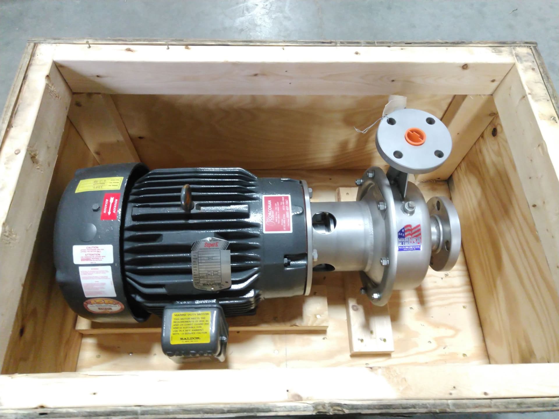 R.S. Corcoran 4000D Centrifugal pump, 316SS, 2 x1.5", 10H.P., 100 GPM