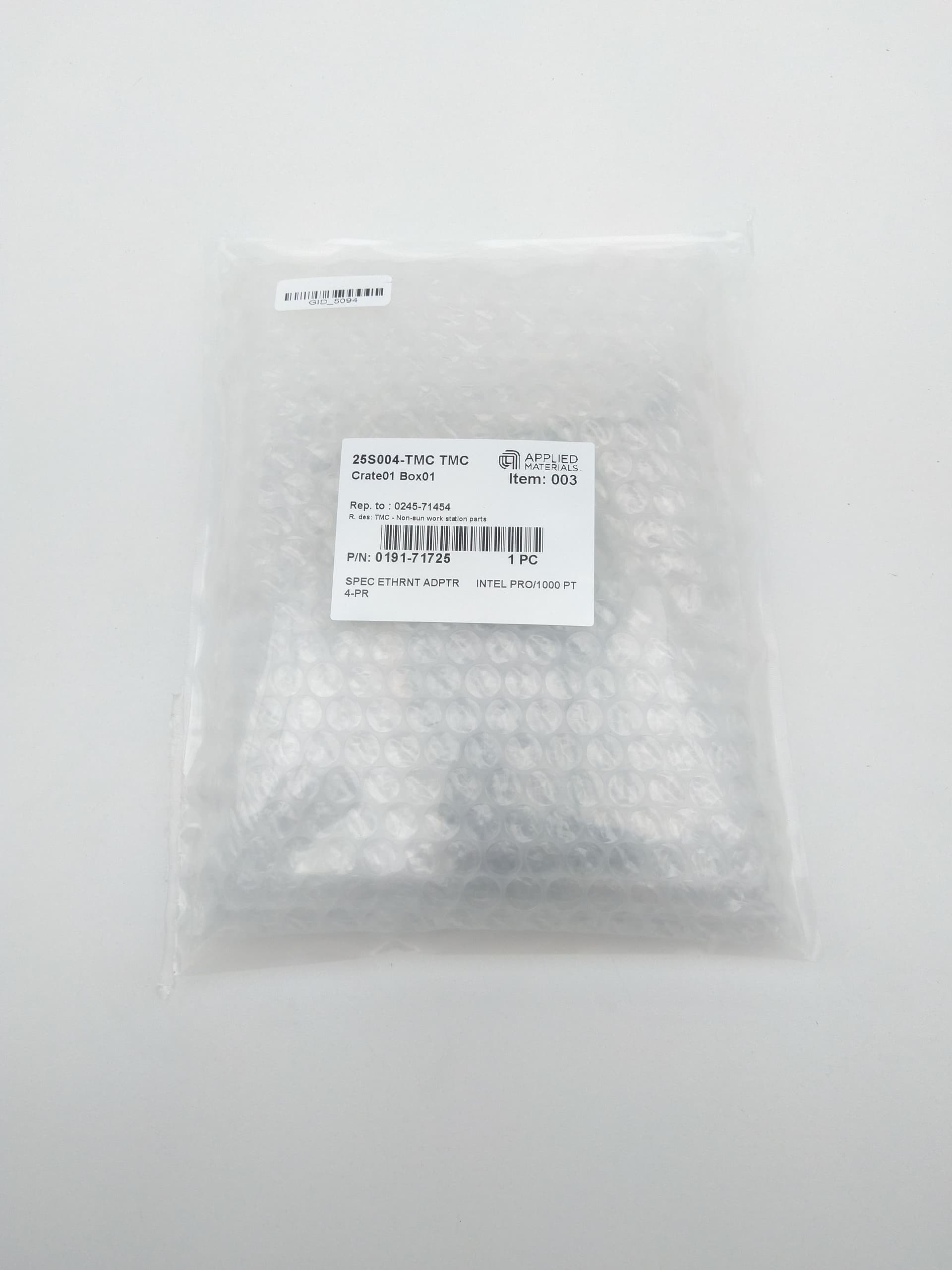 Intel PRO/1000 PT Quad Port Low Profile Server Adapter (Applied Materials)