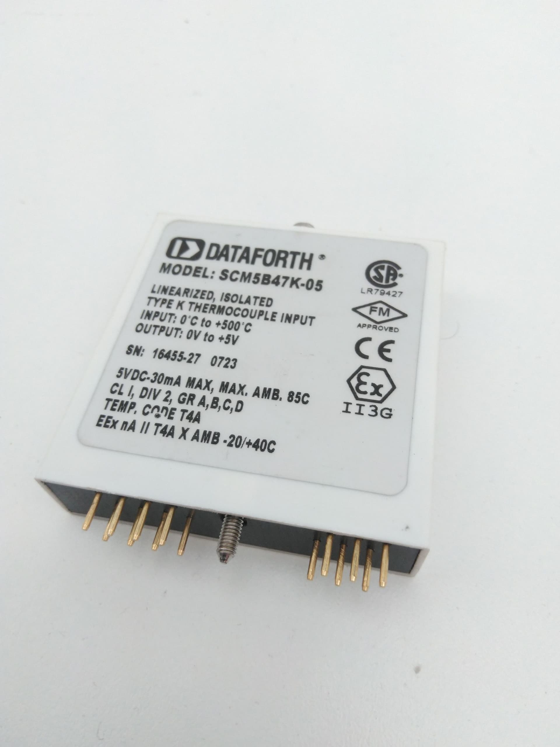 DATAFORTH SCM5B47K-05 Linearized Isolated Type K Thermocouple Input Module