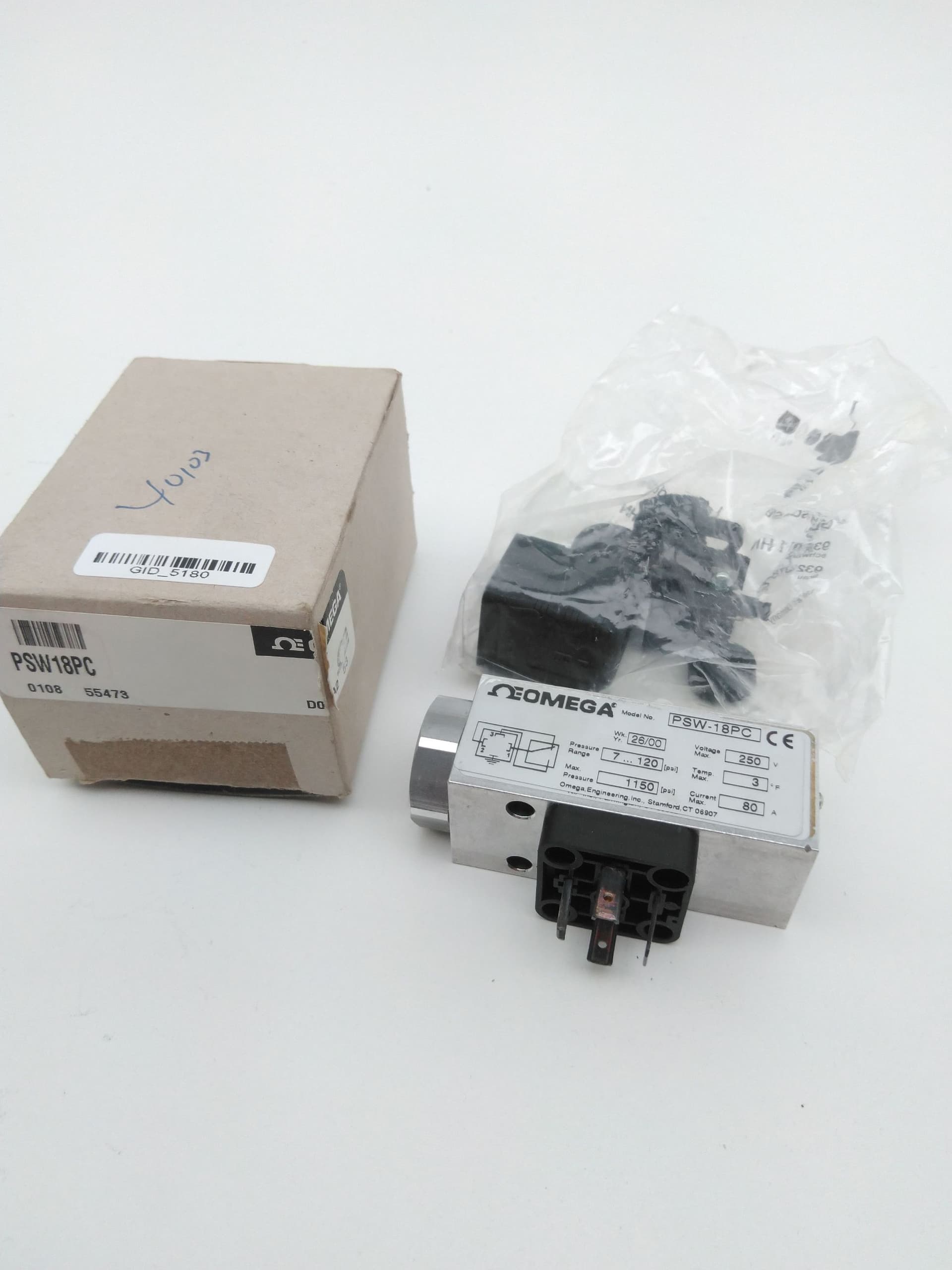 Omega PSW-18PC Pressure Switch, 7-120PSI, 1/4" NPT Female Fitting